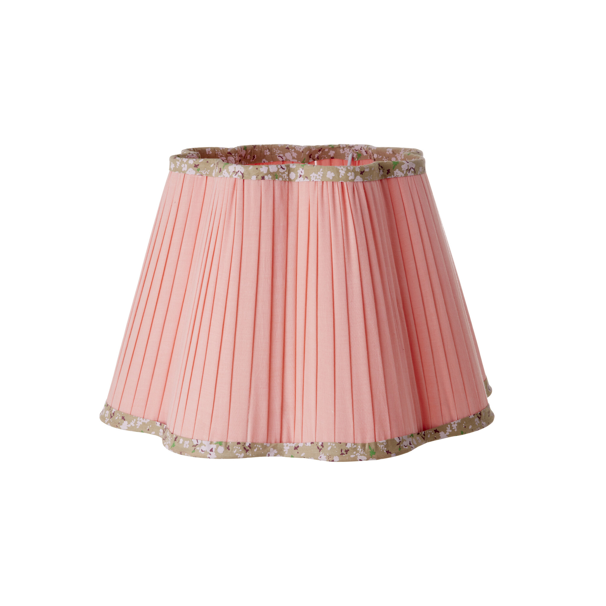 Lampenschirm aus Baumwolle mit Blumenborte, rosa H25 Ø40 cm