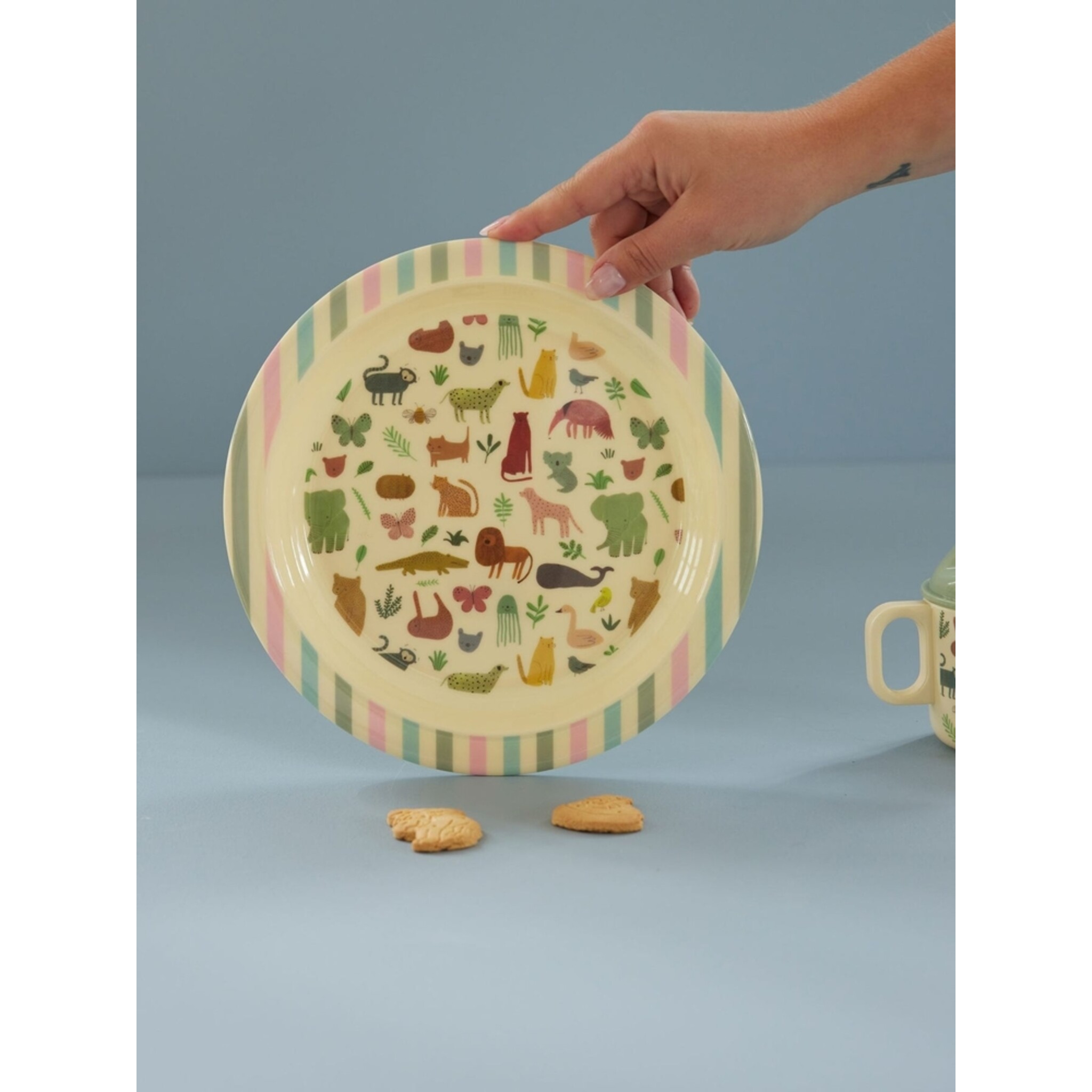 Melamin Kinderteller Sweet Jungle Print, creme 