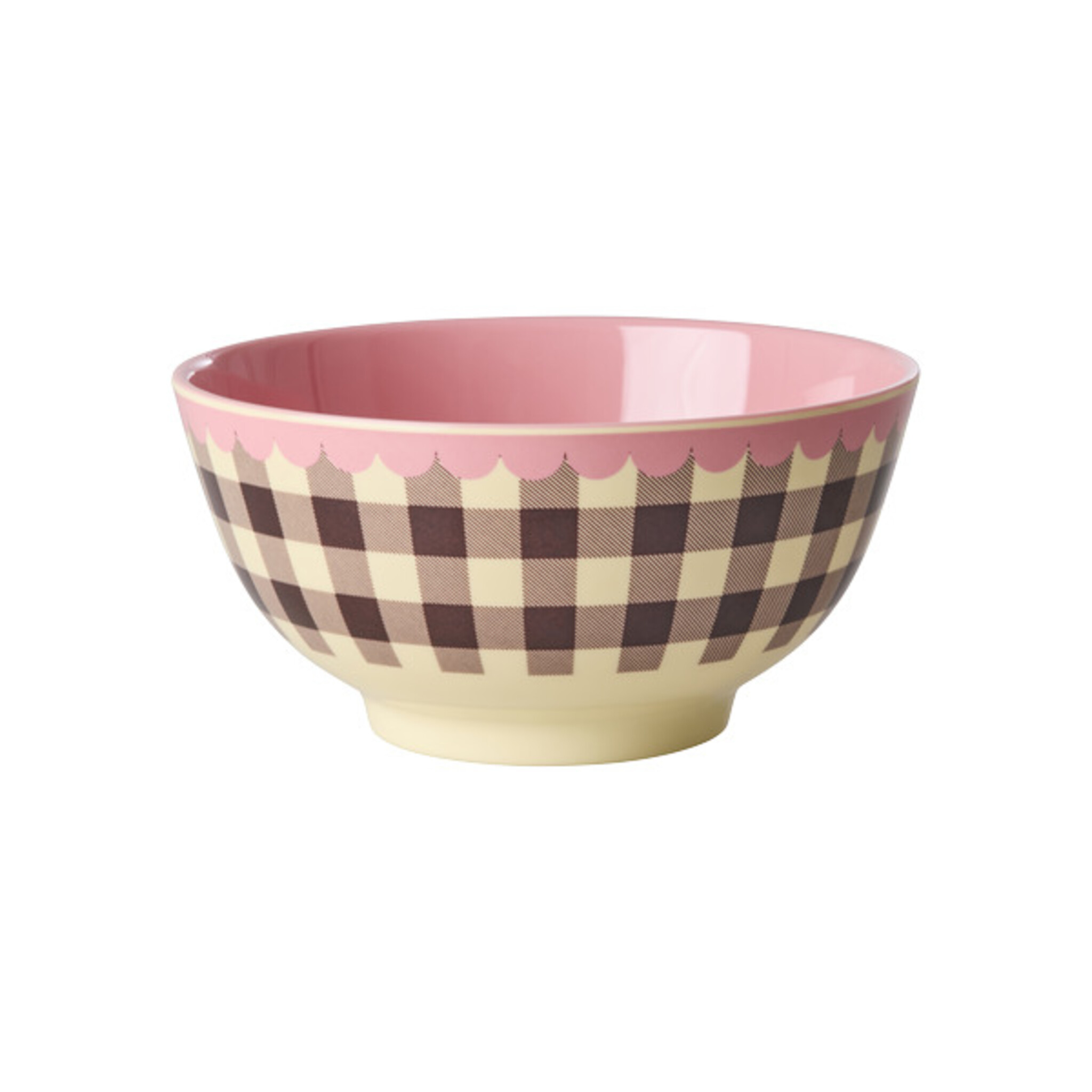 RICE Melamin Schale Medium Check Me Out, braun 