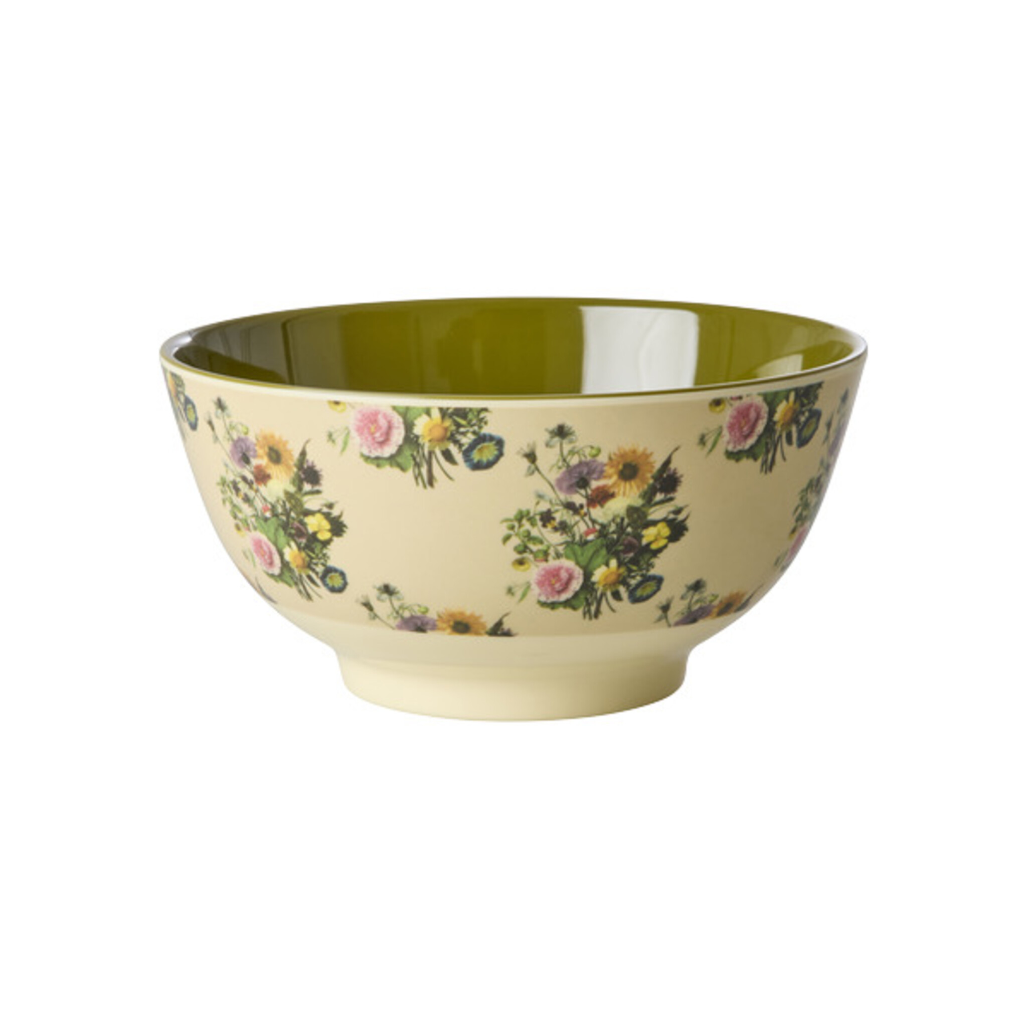 RICE Melamin Schale Retro Bouquet Medium, grün 