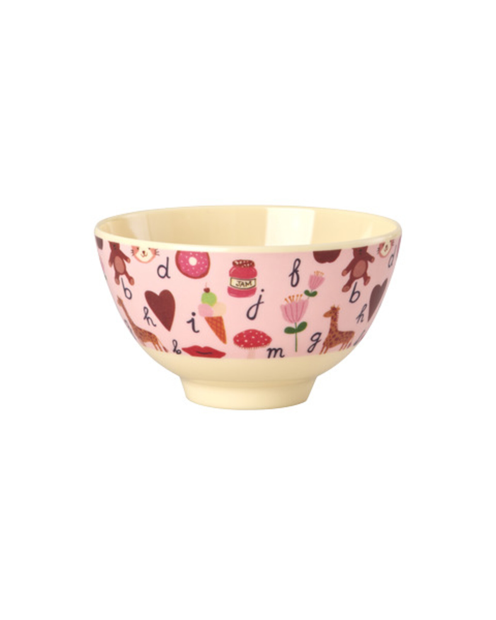 RICE Melamin Kinder Schale ABC, pink Small (H6 Ø11 cm)