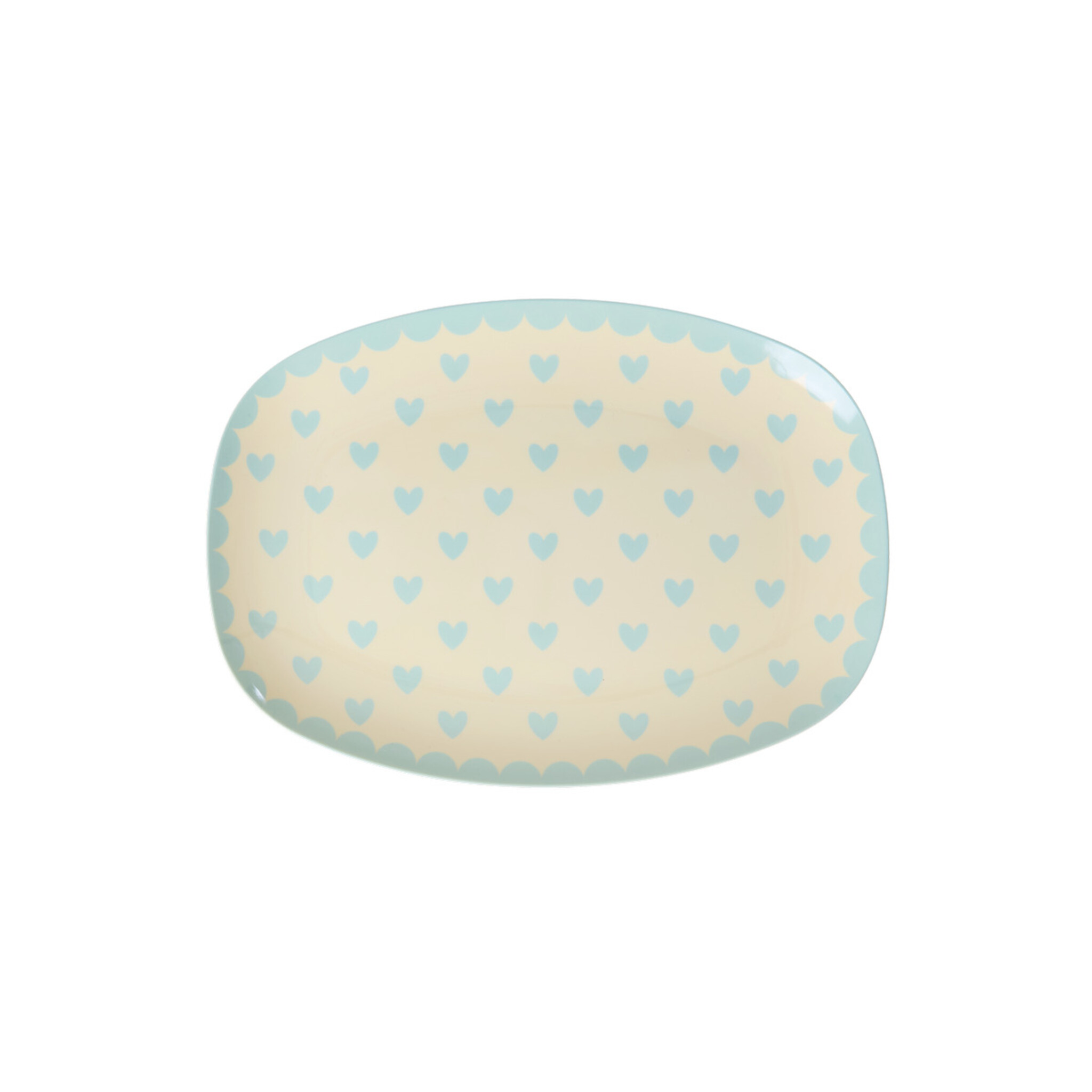 Melamin Teller rechteckig Hearts Print, mint 
