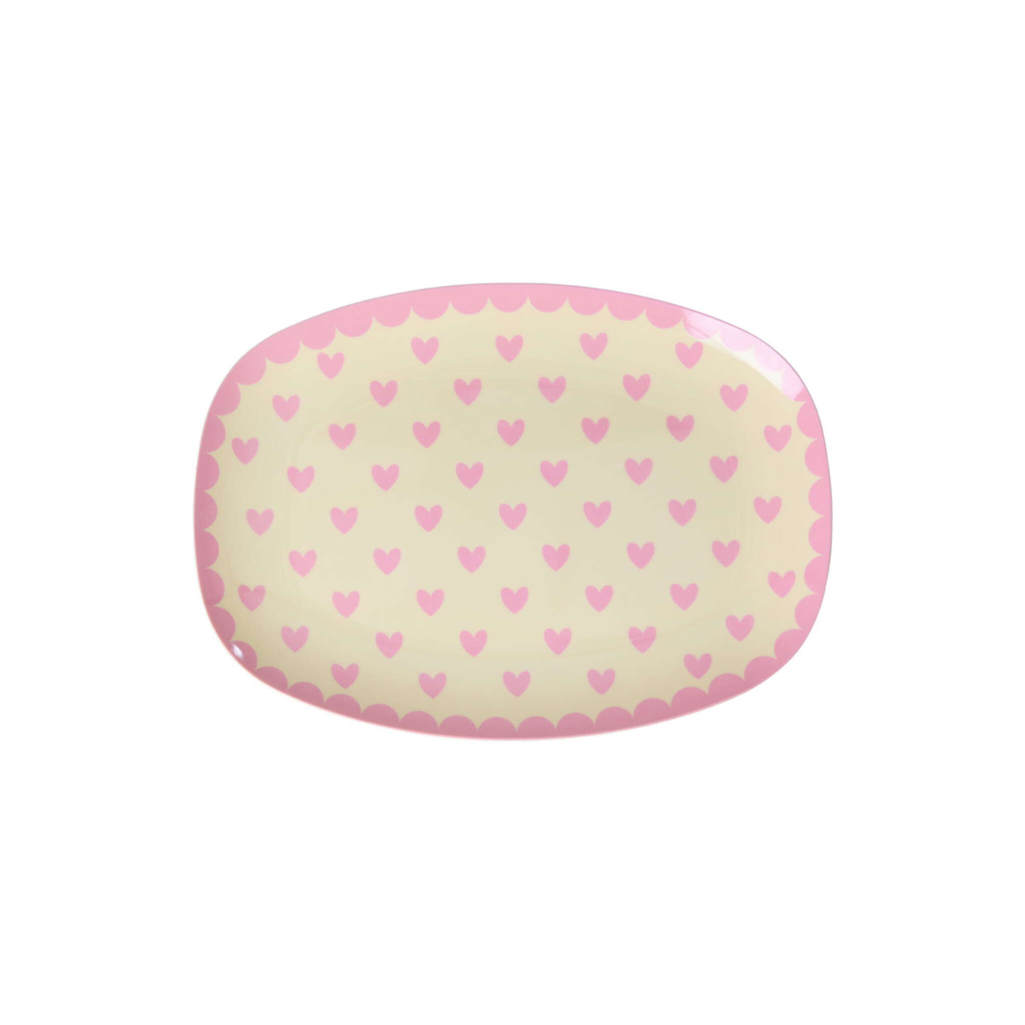 Melamin Teller rechteckig Hearts Print, pink 