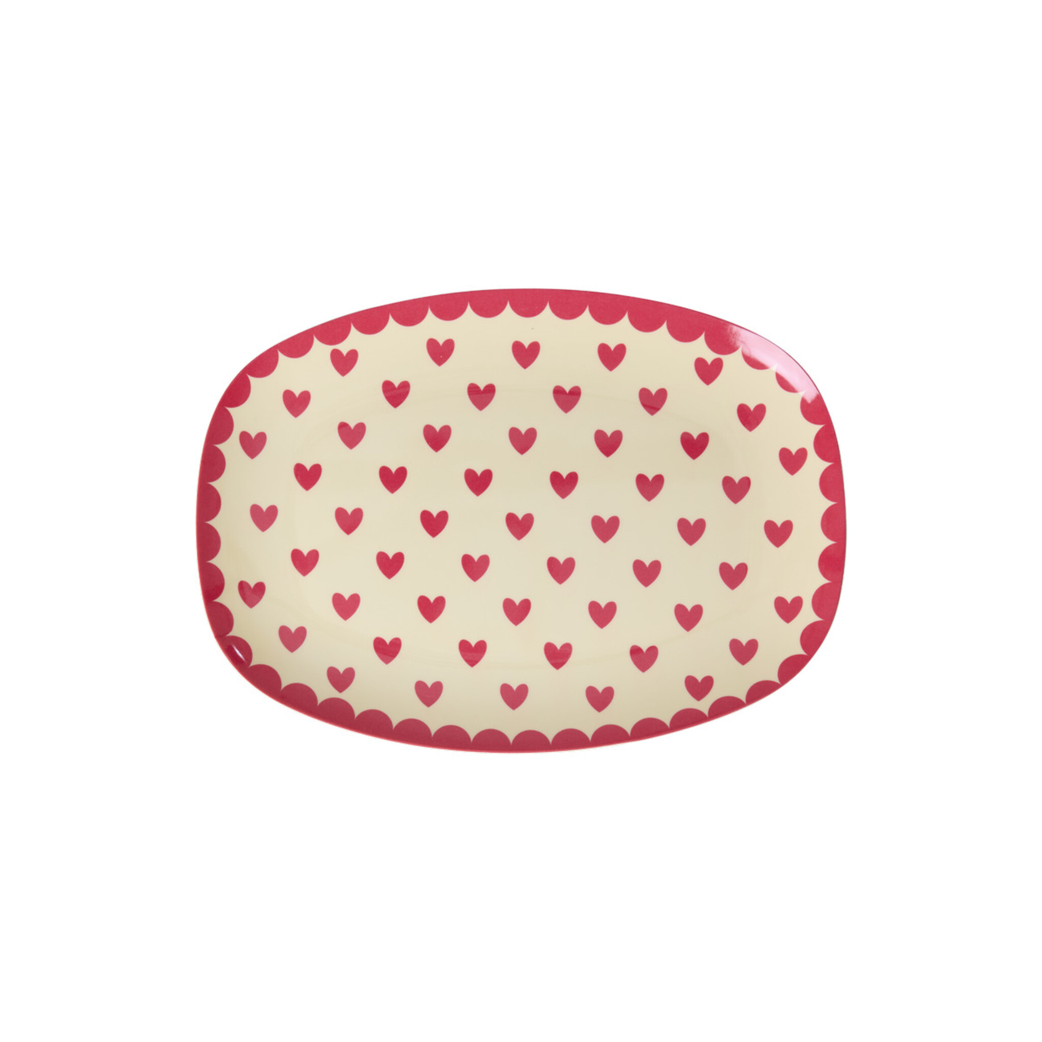 Melamin Teller rechteckig Hearts Print, rot 
