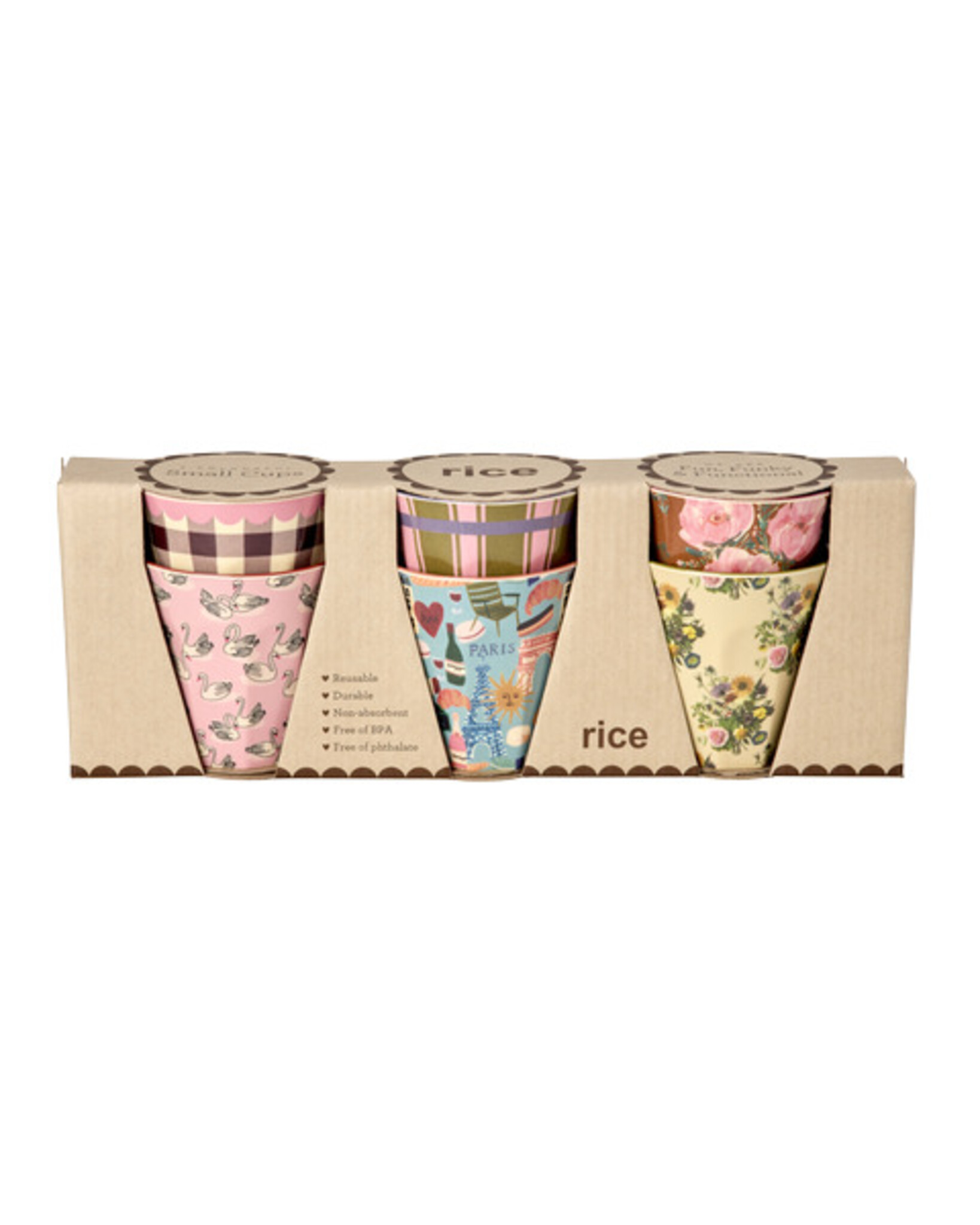 RICE Melamin Becher Small Bon Vivant 6er PAck, mehrfarbig 
