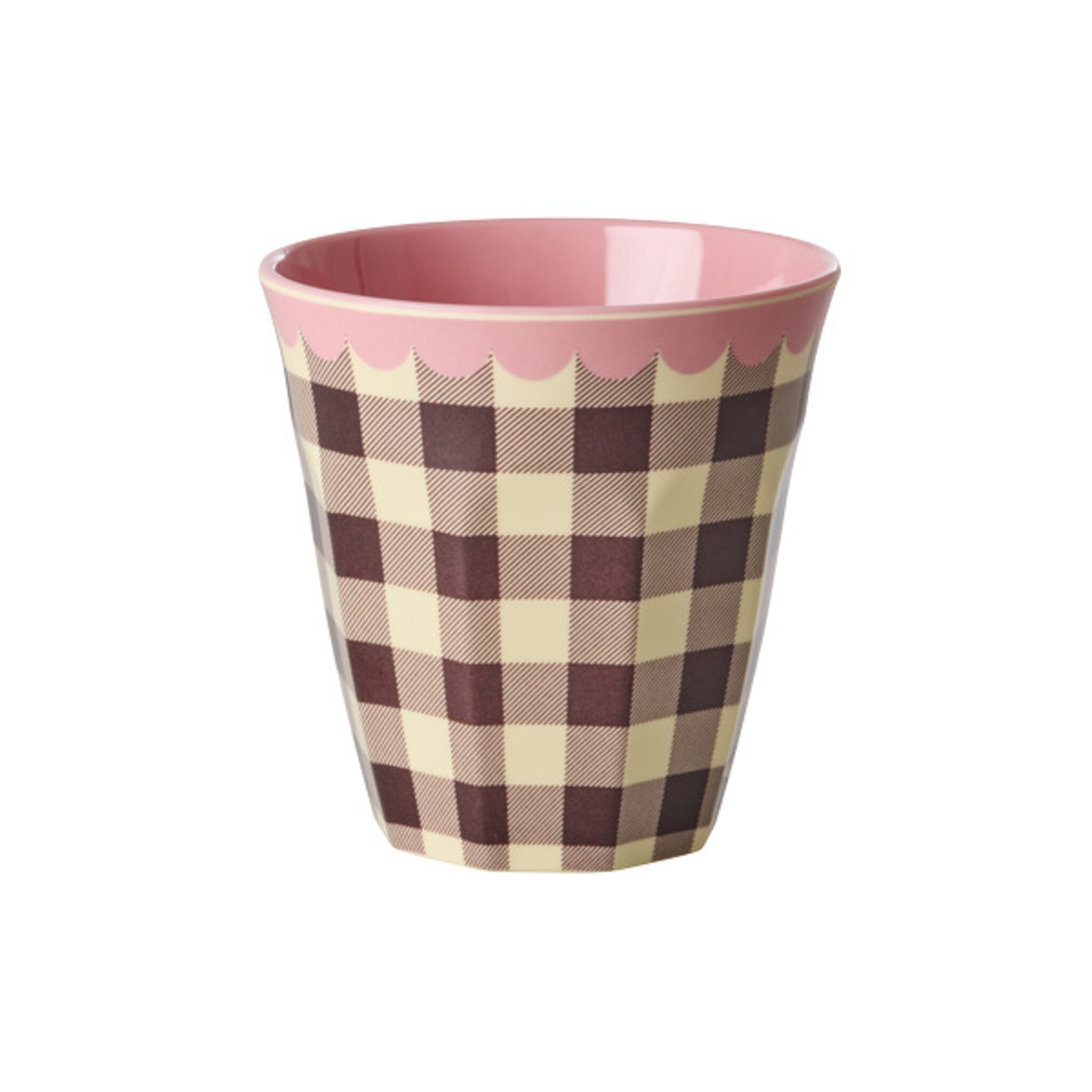 RICE Melamin Becher Medium Check Me Out, braun 