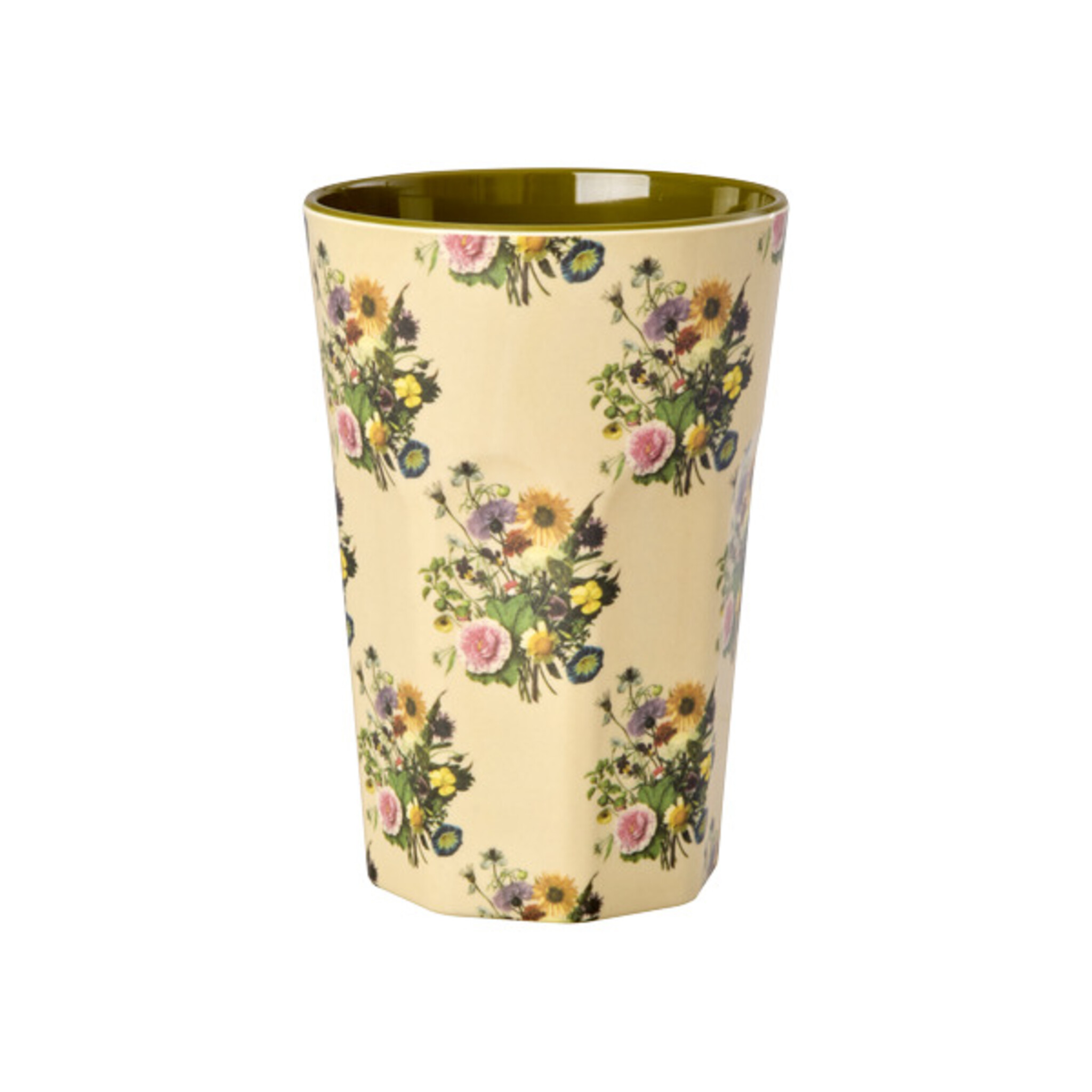 Hoher Melamin Becher Retro Bouquet, grün 
