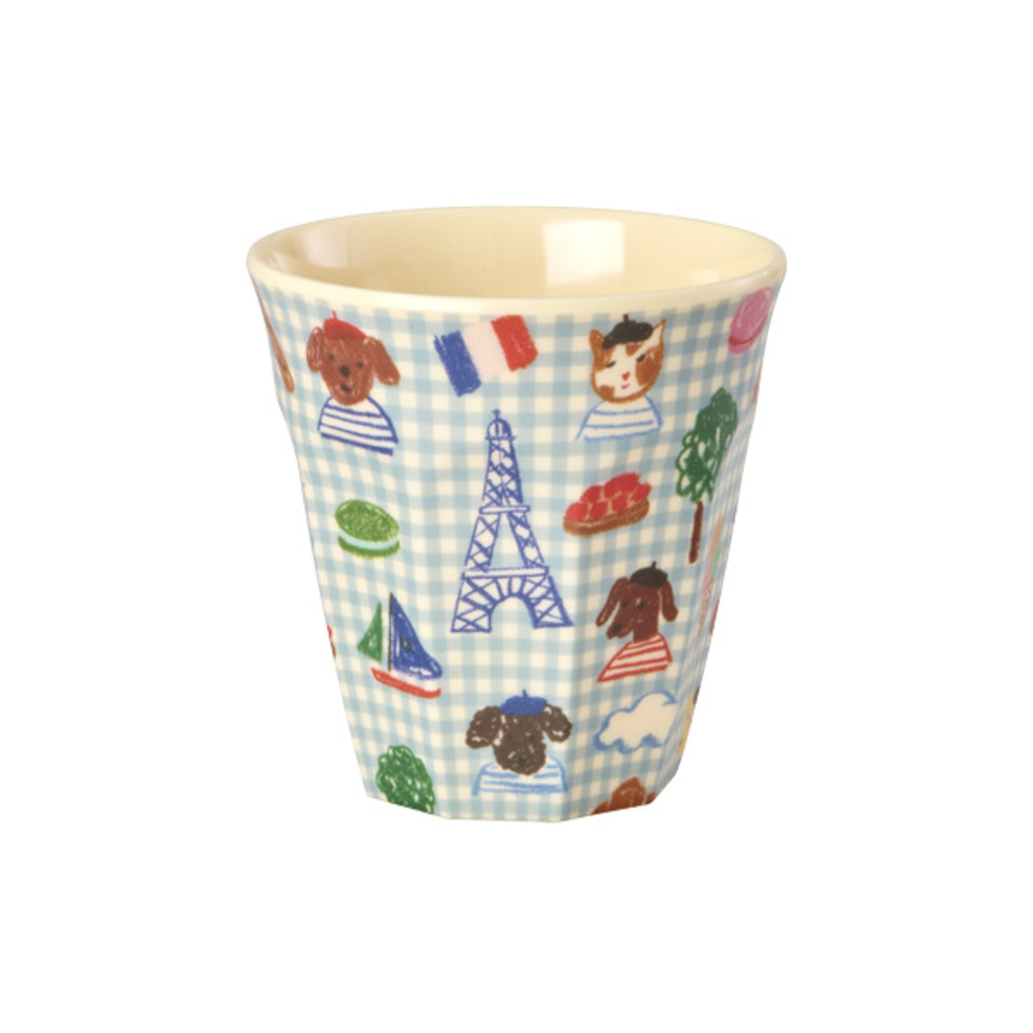 RICE Melamin Becher Kids in Paris Medium, blau 