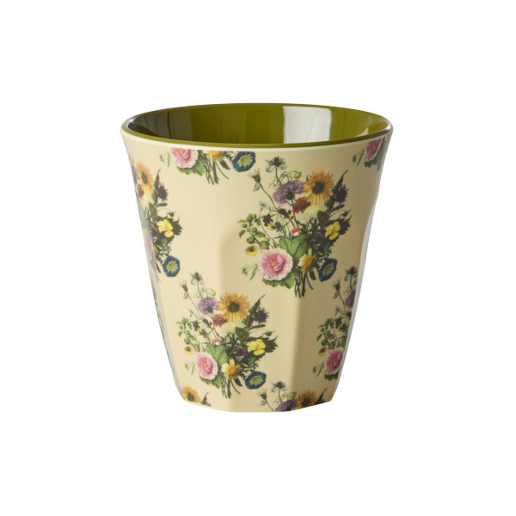 Melamin Becher Retro Bouquet, Medium, grün 