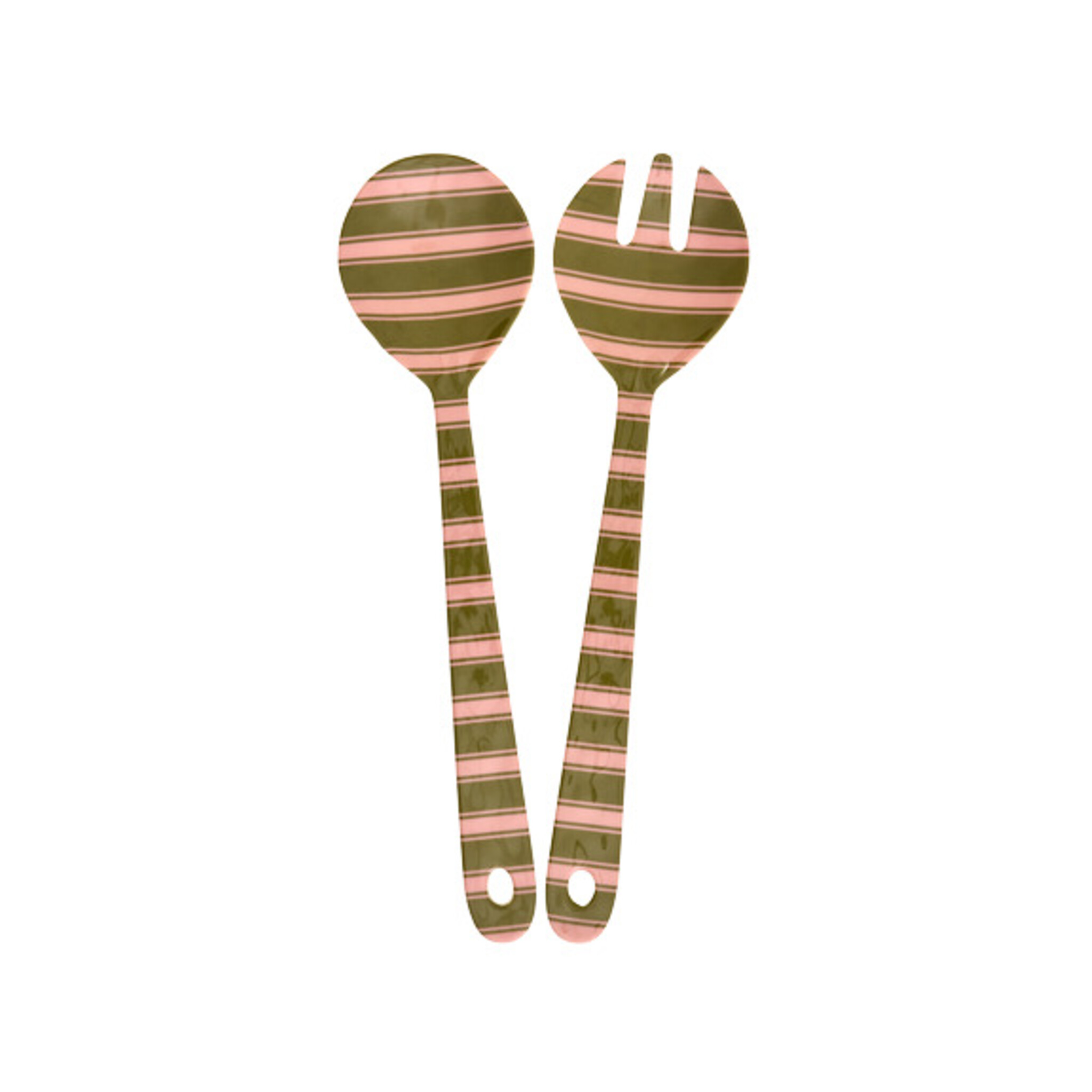 RICE Melamin Salatbesteck - Farbenfrohe Muster, grün 