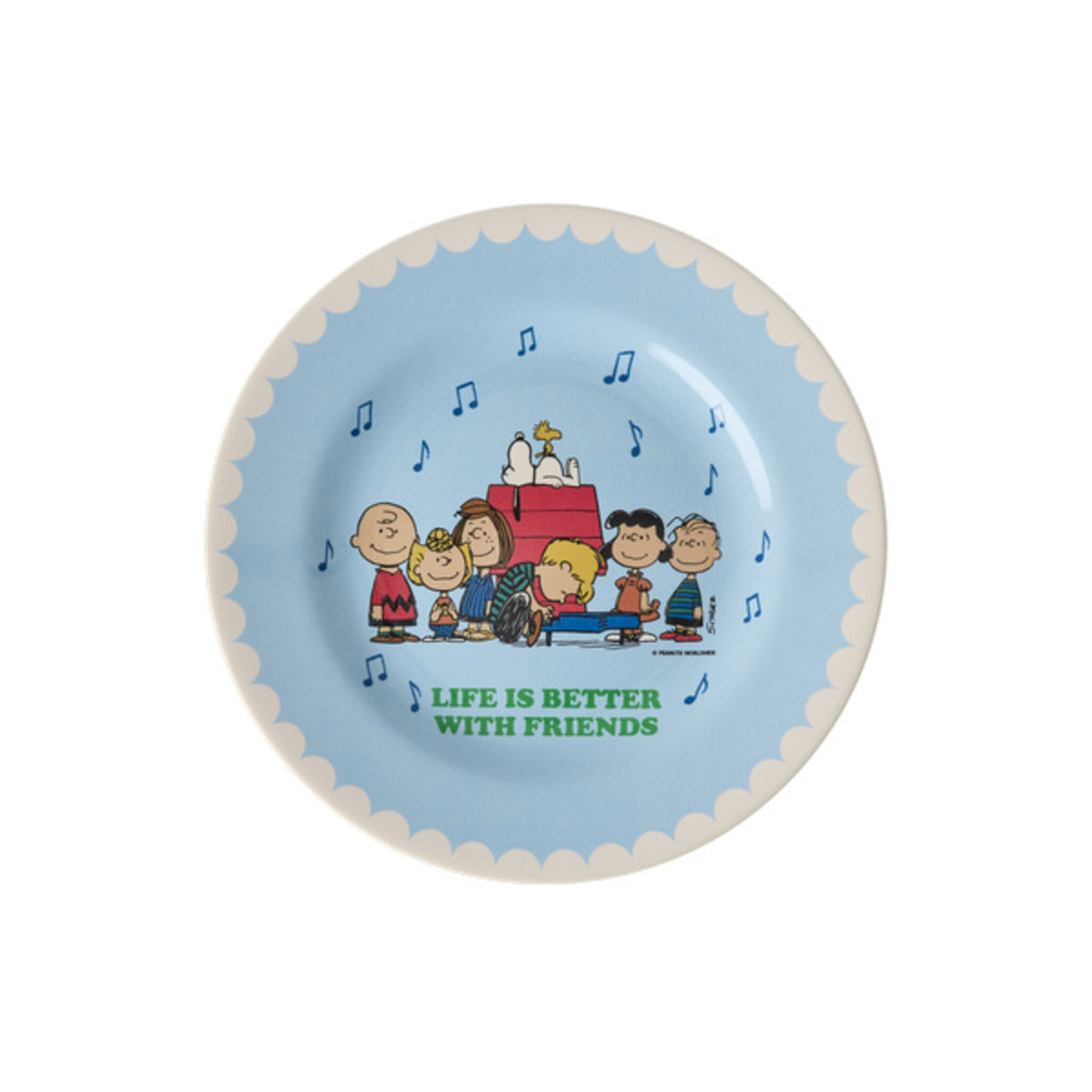 RICE Melamin Teller für Kinder Snoopy, hellblau 