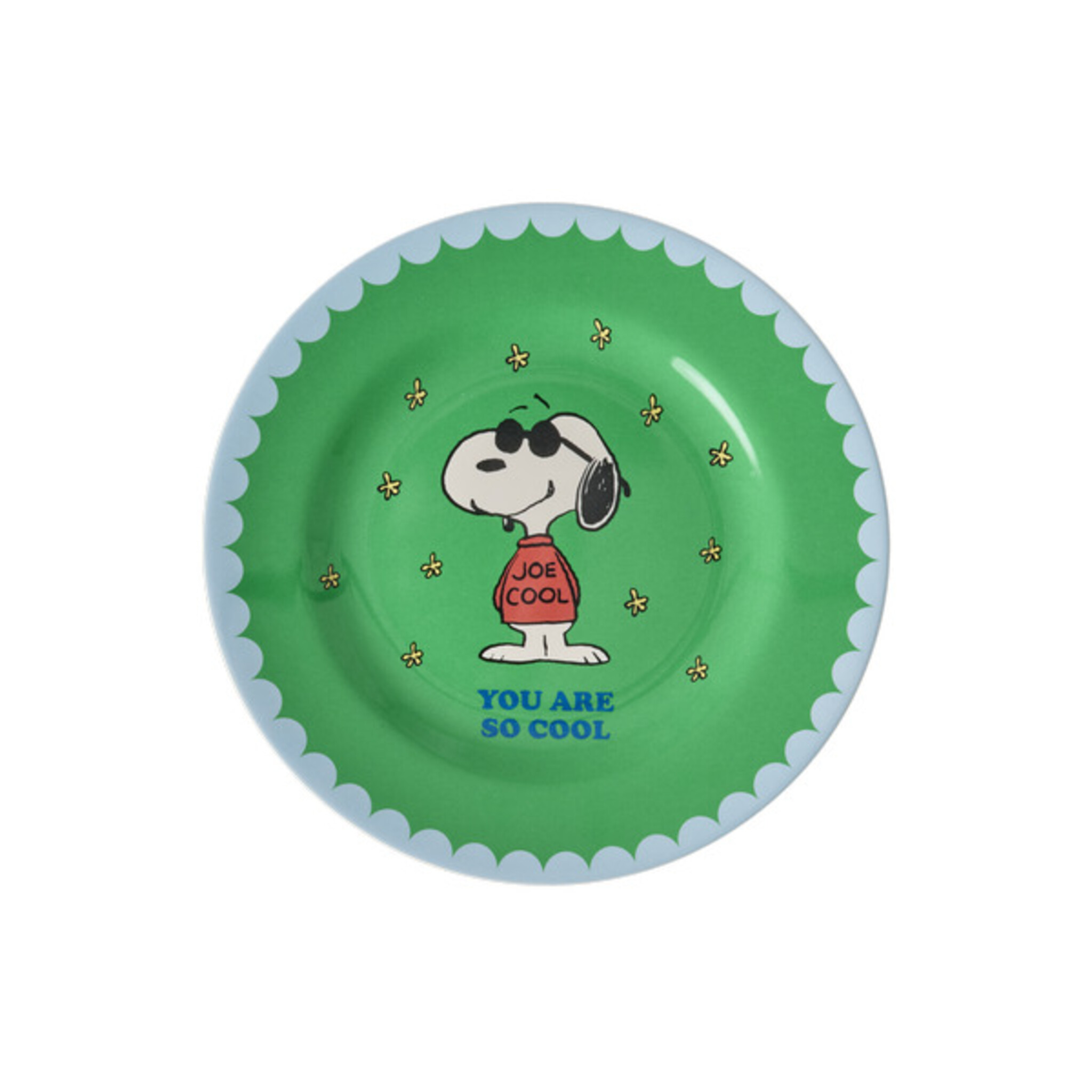 RICE Melamin Teller für Kinder Snoopy, grün 