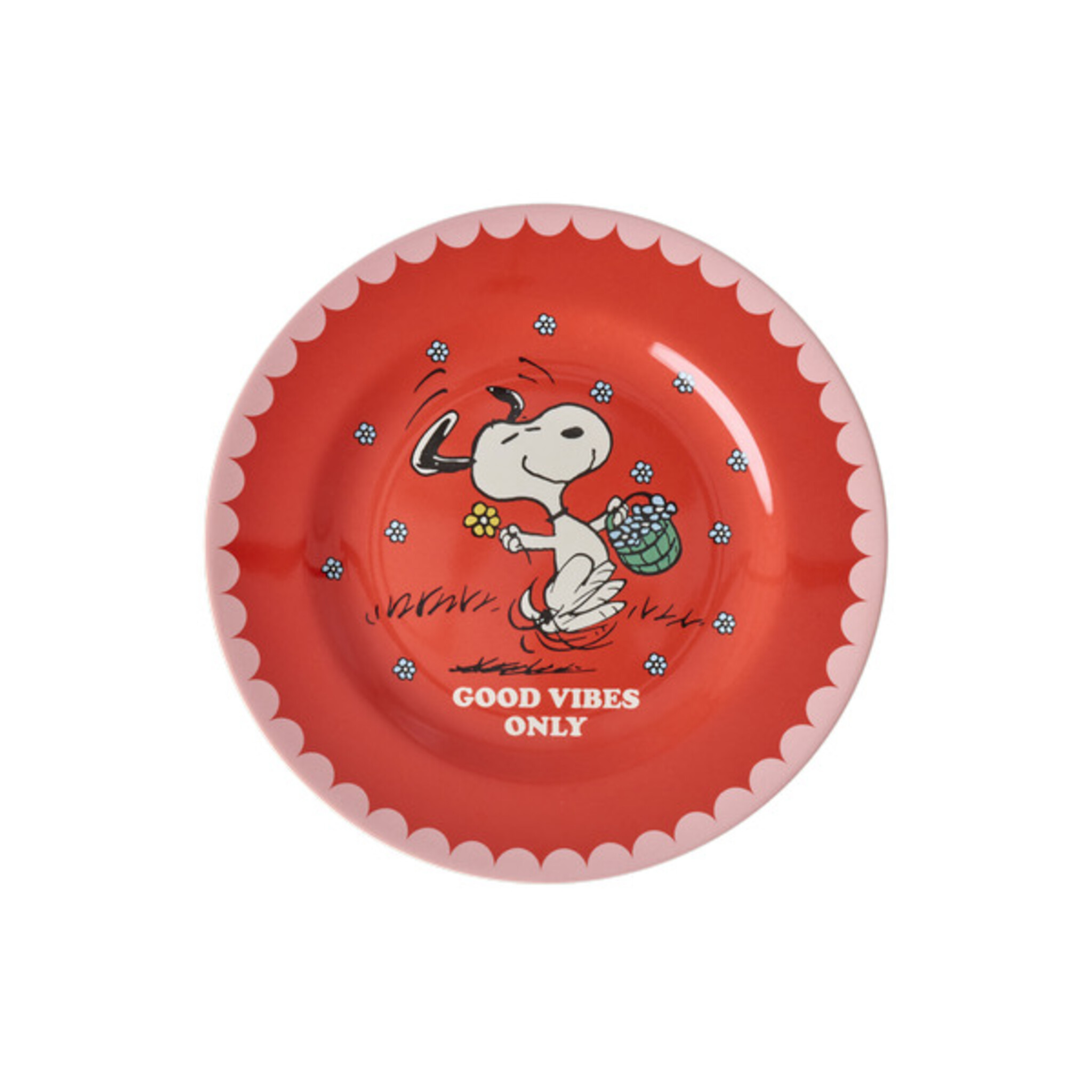 RICE Melamin Teller für Kinder Snoopy, rot 