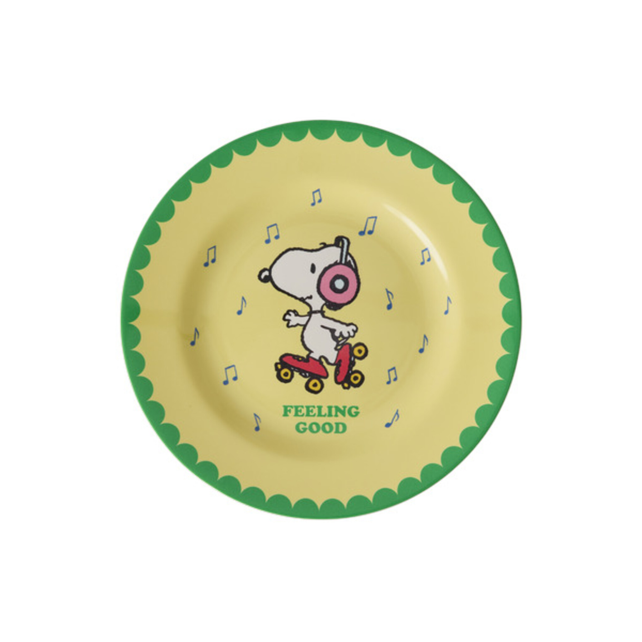 RICE Melamin Teller für Kinder Snoopy, gelb 