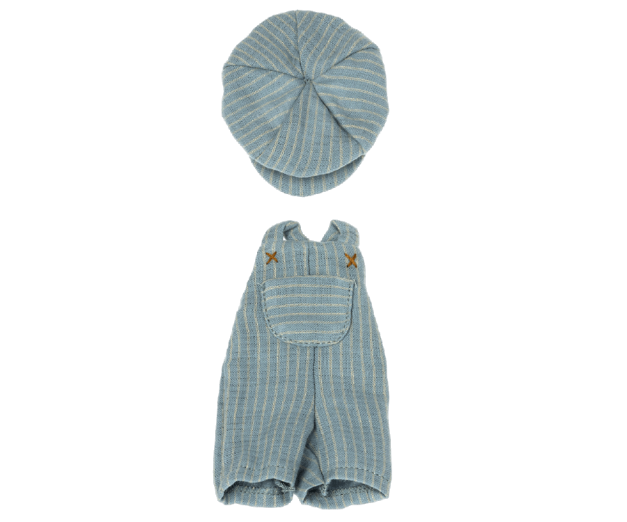 Overall und Mütze für Teddy Junior, blau 