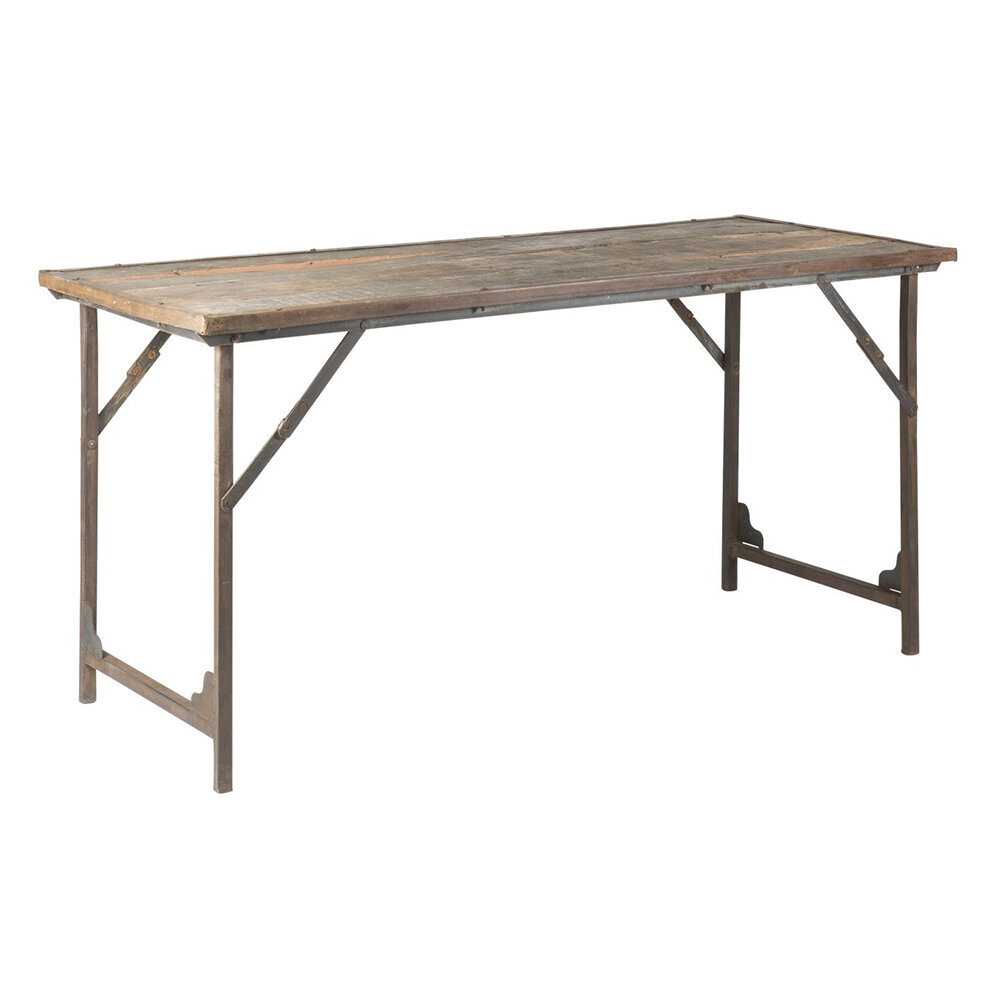 Markttisch Unika aus Holz mit Metallgestell, braun 