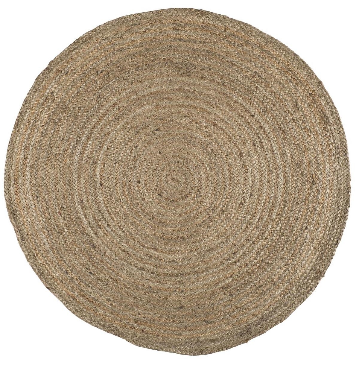 Runder Naturteppich aus Jute, natur 