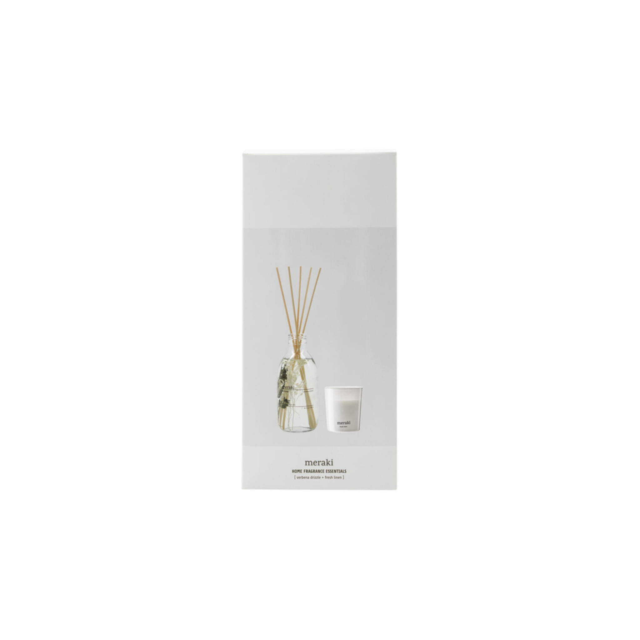 Meraki Geschenkbox Verbena Drizzle Diffusor & Fresh Linen Duftkerze,  240 + 60 ml