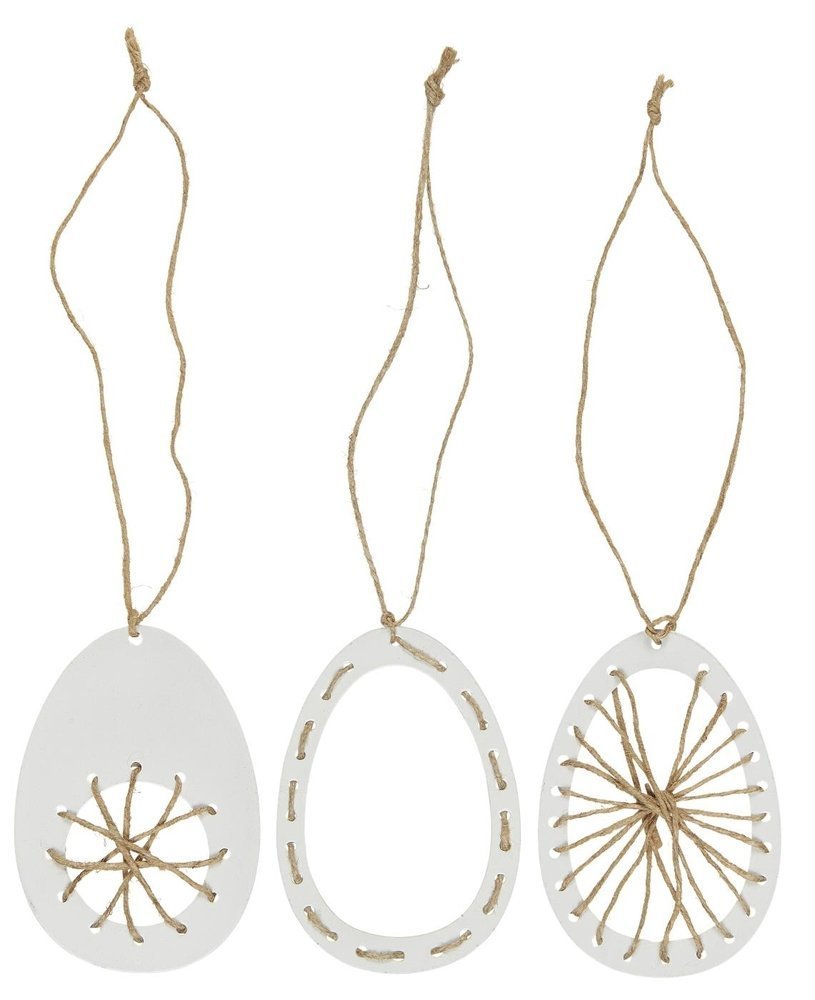 Osterei mit Schnur 3er Set, weiss 