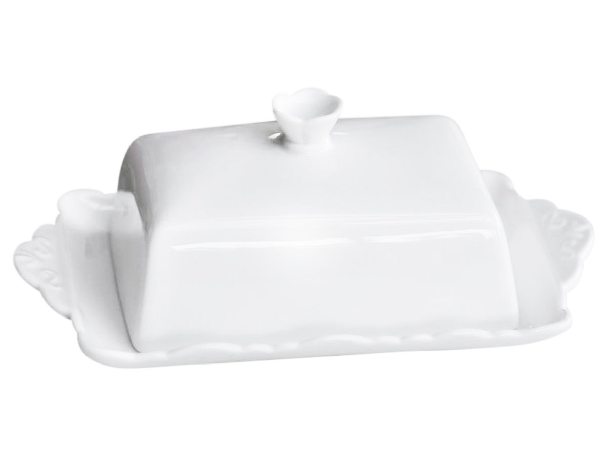 Provence Butterdose Porzellan, weiss 