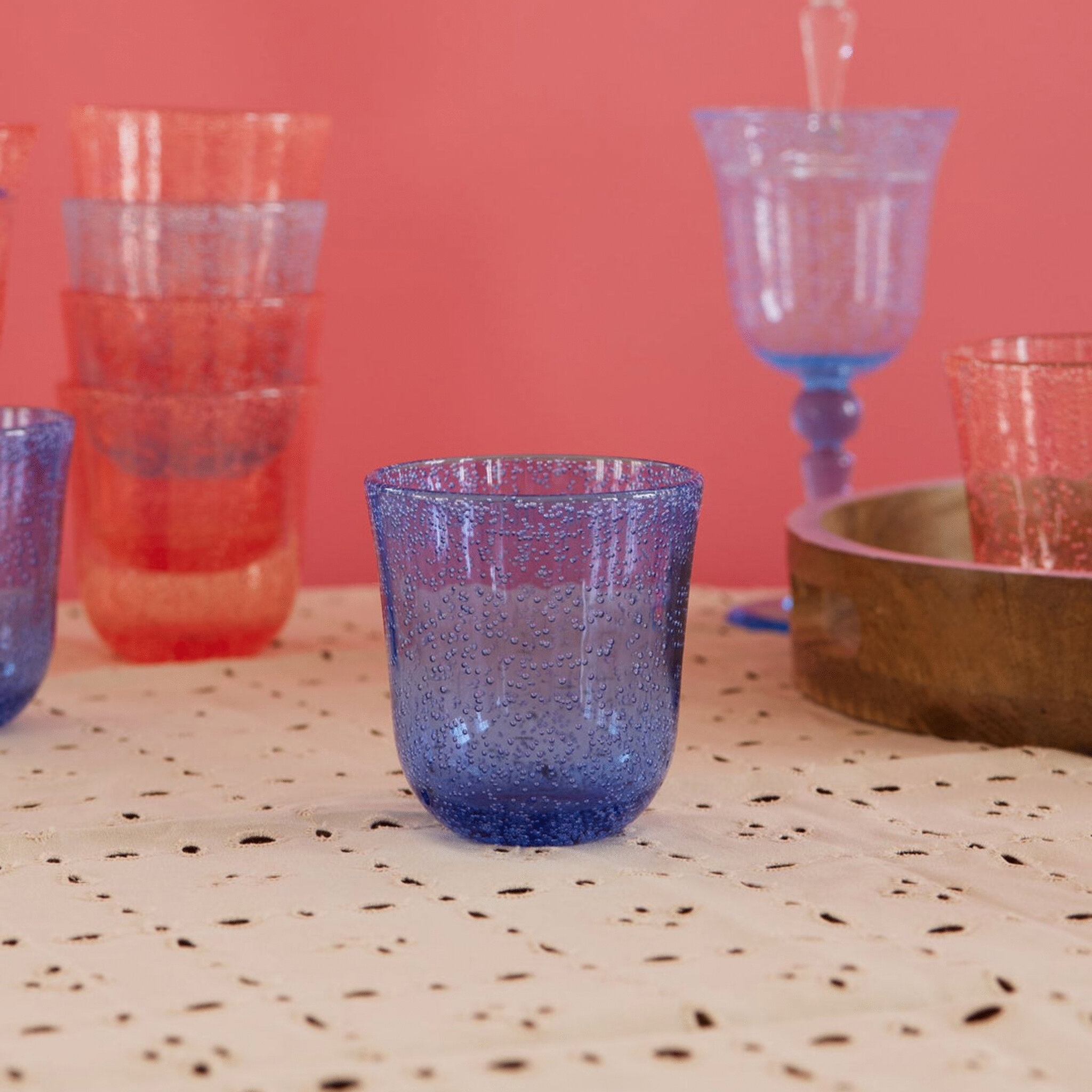Acryl Trinkglas Bubble, blau 