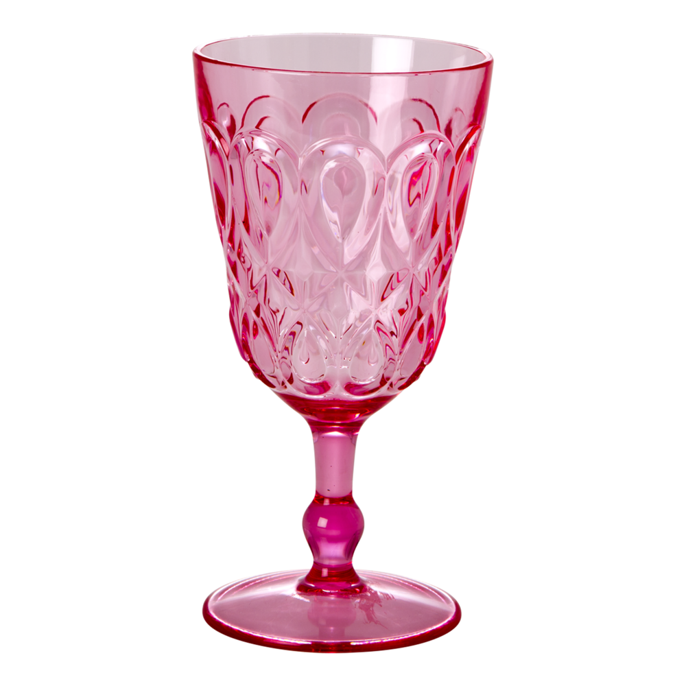 RICE Acryl Weinglas mit Wirbel-Facetten, pink 