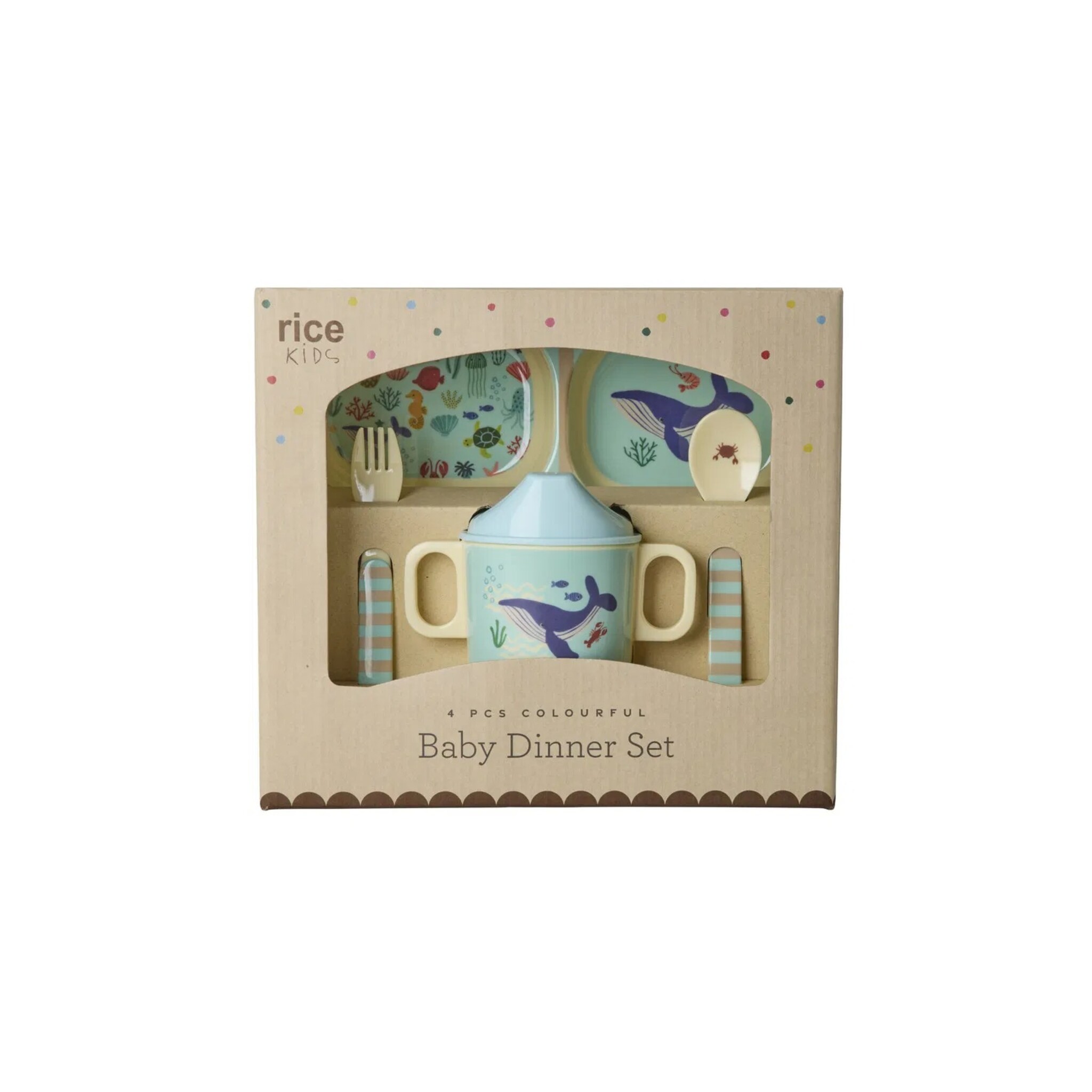 Baby-Geschirrset - Ocean Print - Geschenkbox, blau 