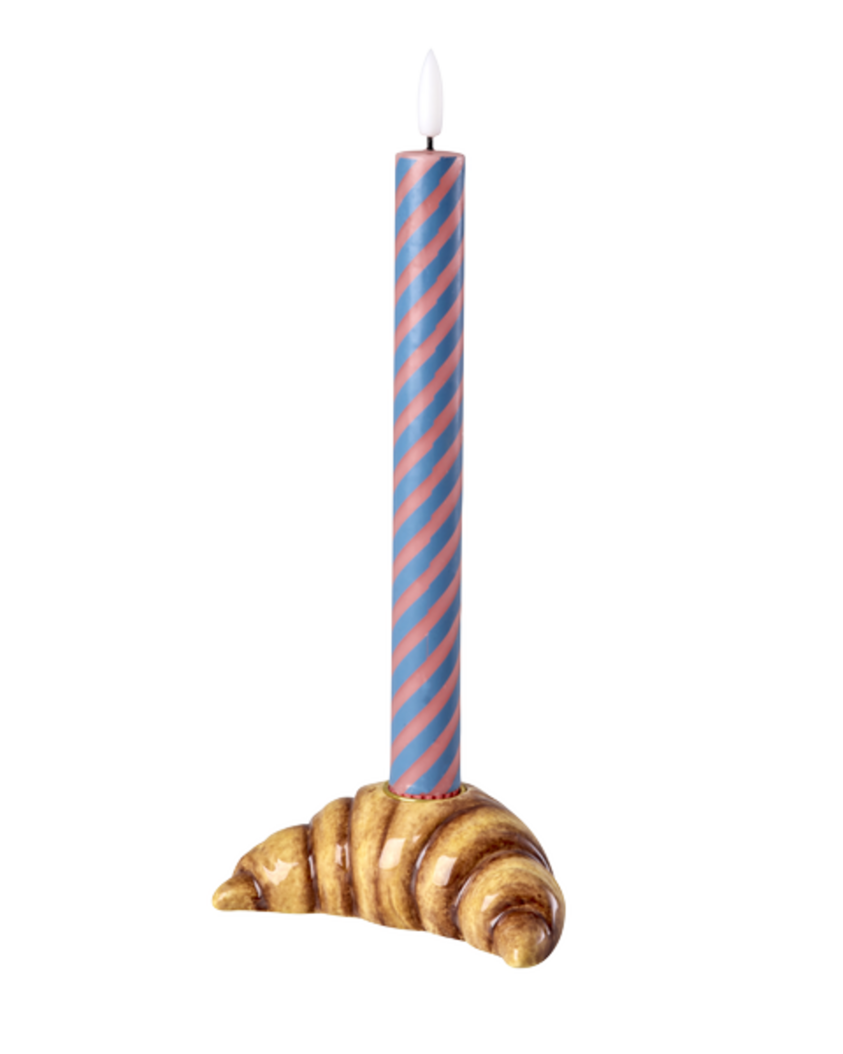 RICE Keramik Kerzenhalter Croissant, braun 