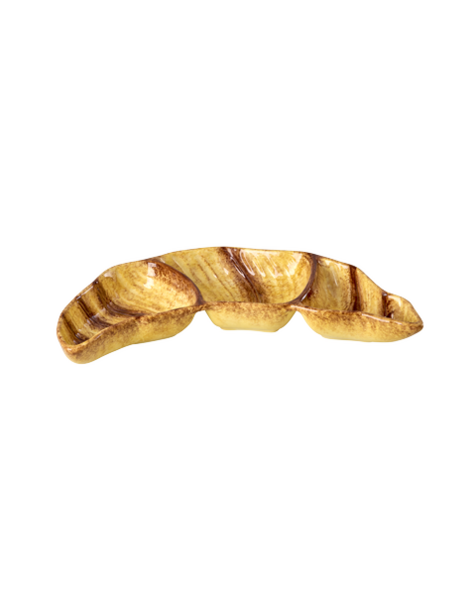 RICE Keramik Croissant Servierteller, braun 