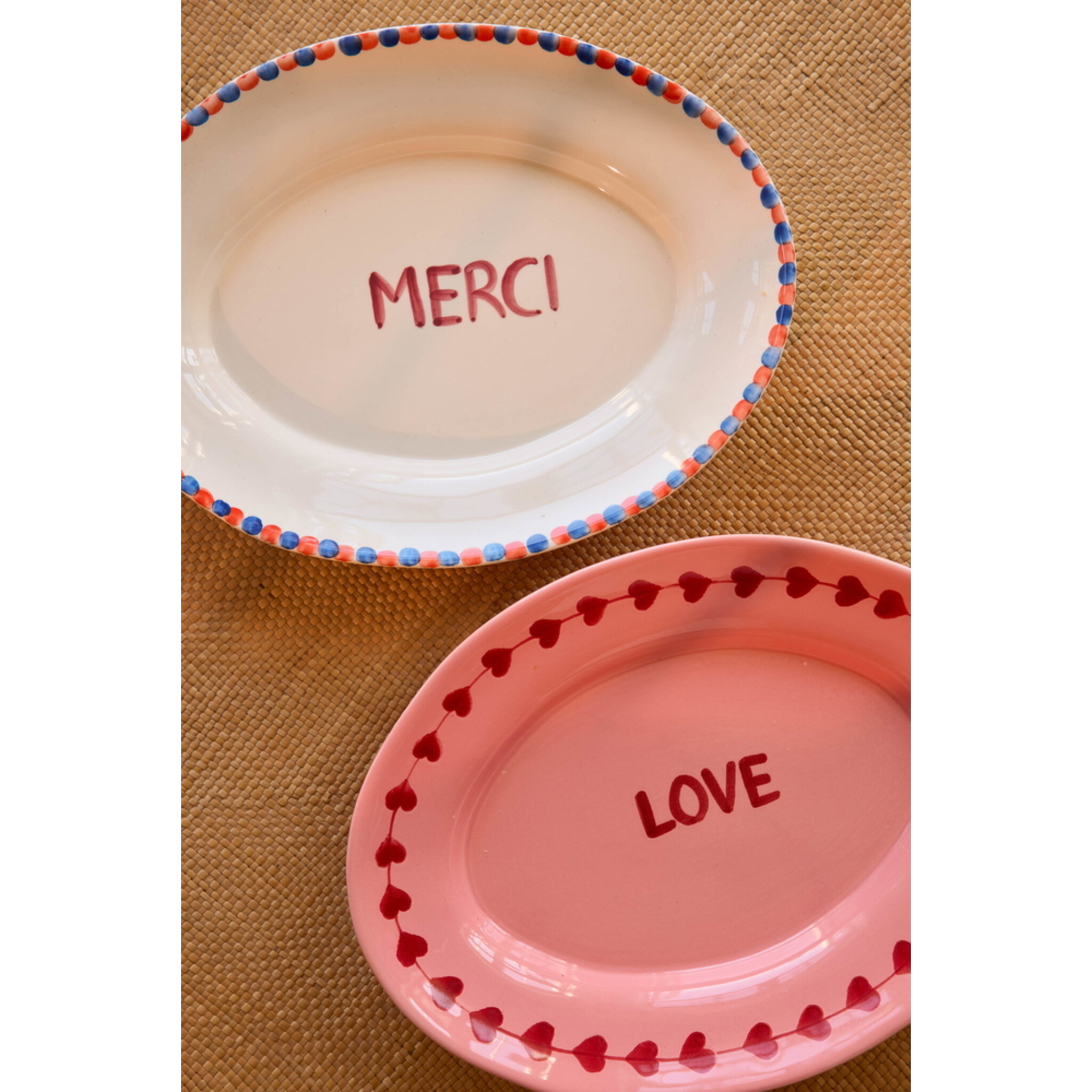 Handbemalte Keramik Servierplatte LOVE,  