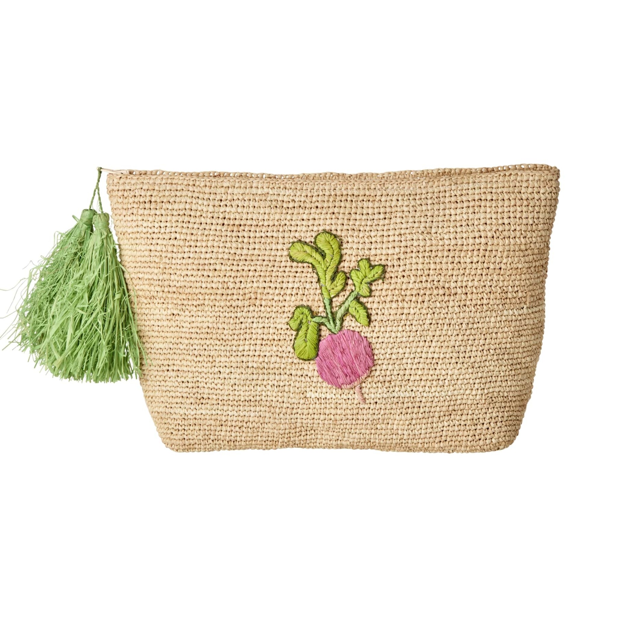 Große Raffia Handtasche Radieschen, beige 