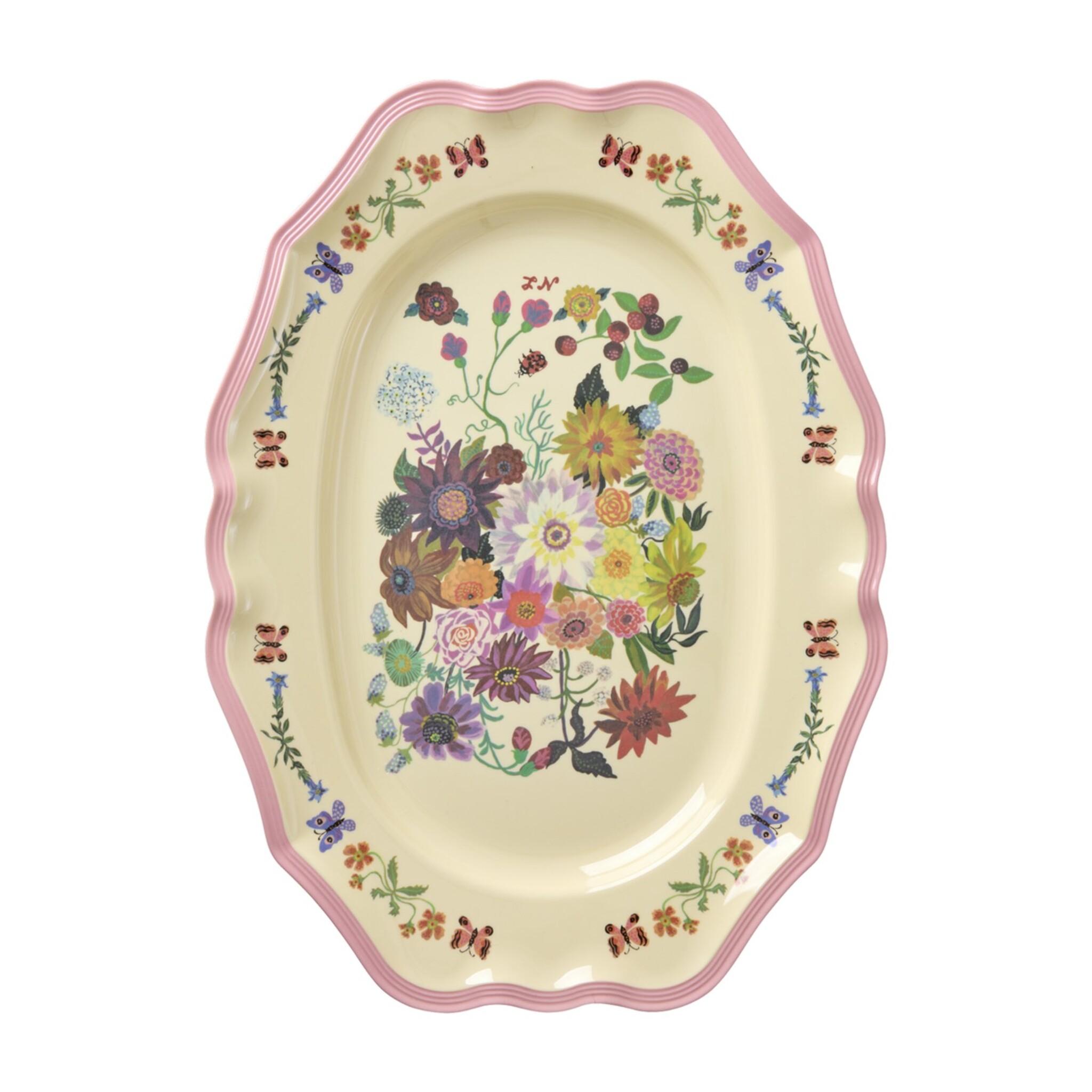 Große Vintage Servierplatte Nathalie Lété, pink 