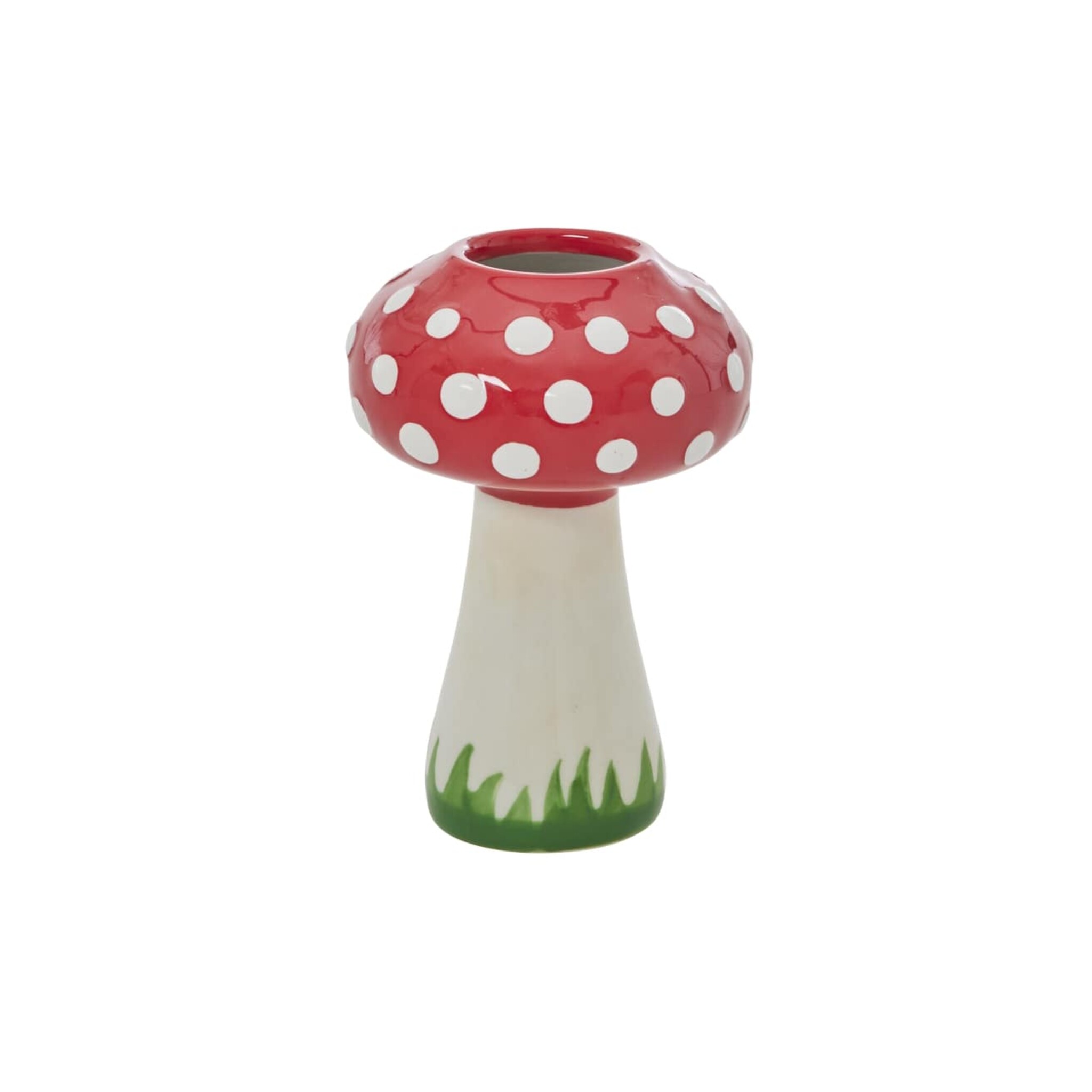 Handbemalte Pilz Keramik Vase, bunt Höhe 12, Ø 8 cm