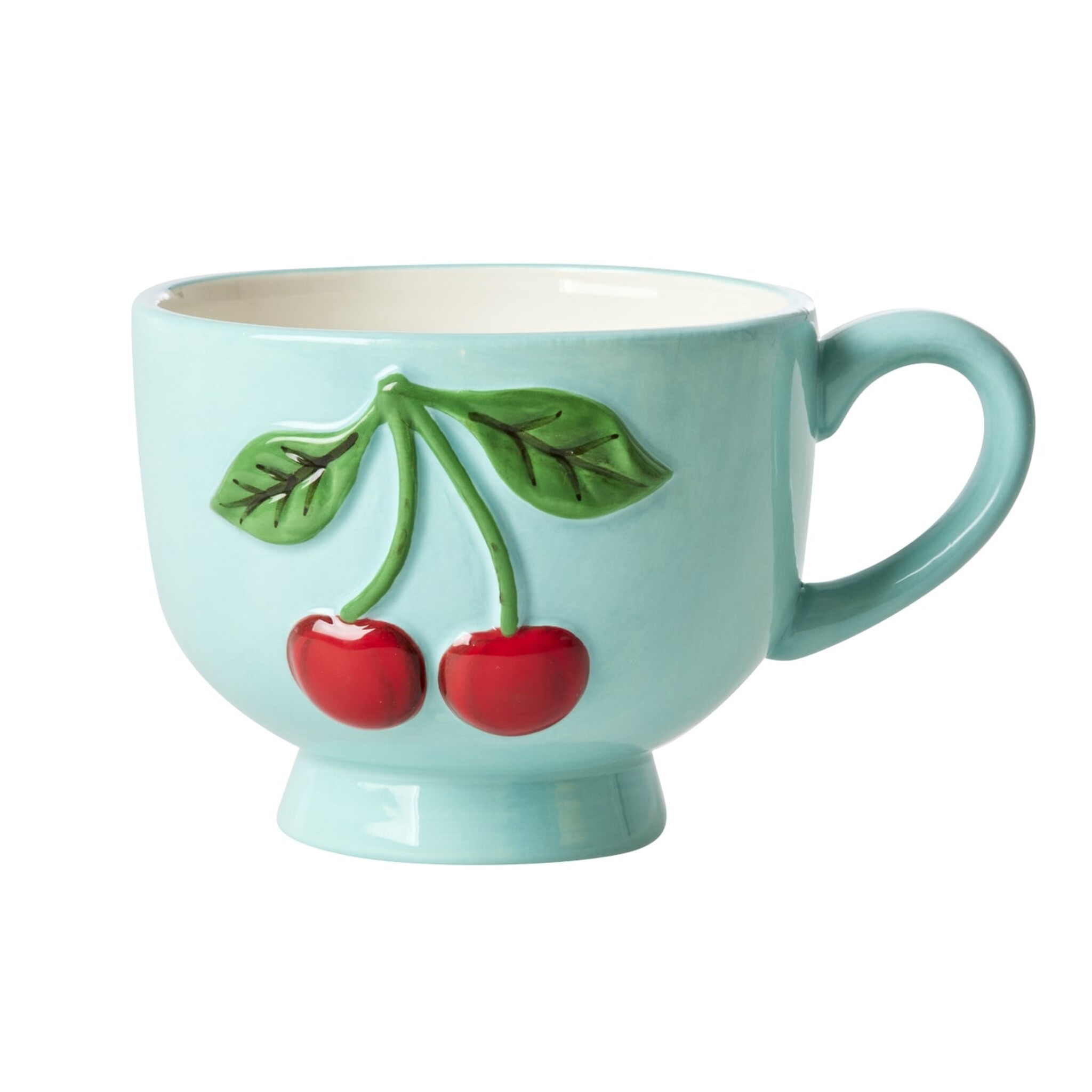 Keramik Becher mit Kirschen, mint 