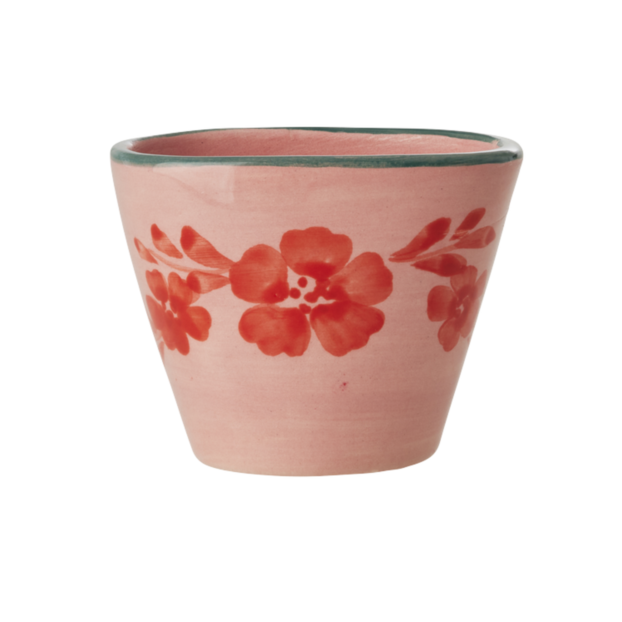Keramik Espressotasse Handbemalt Blumenmuster, rosa 