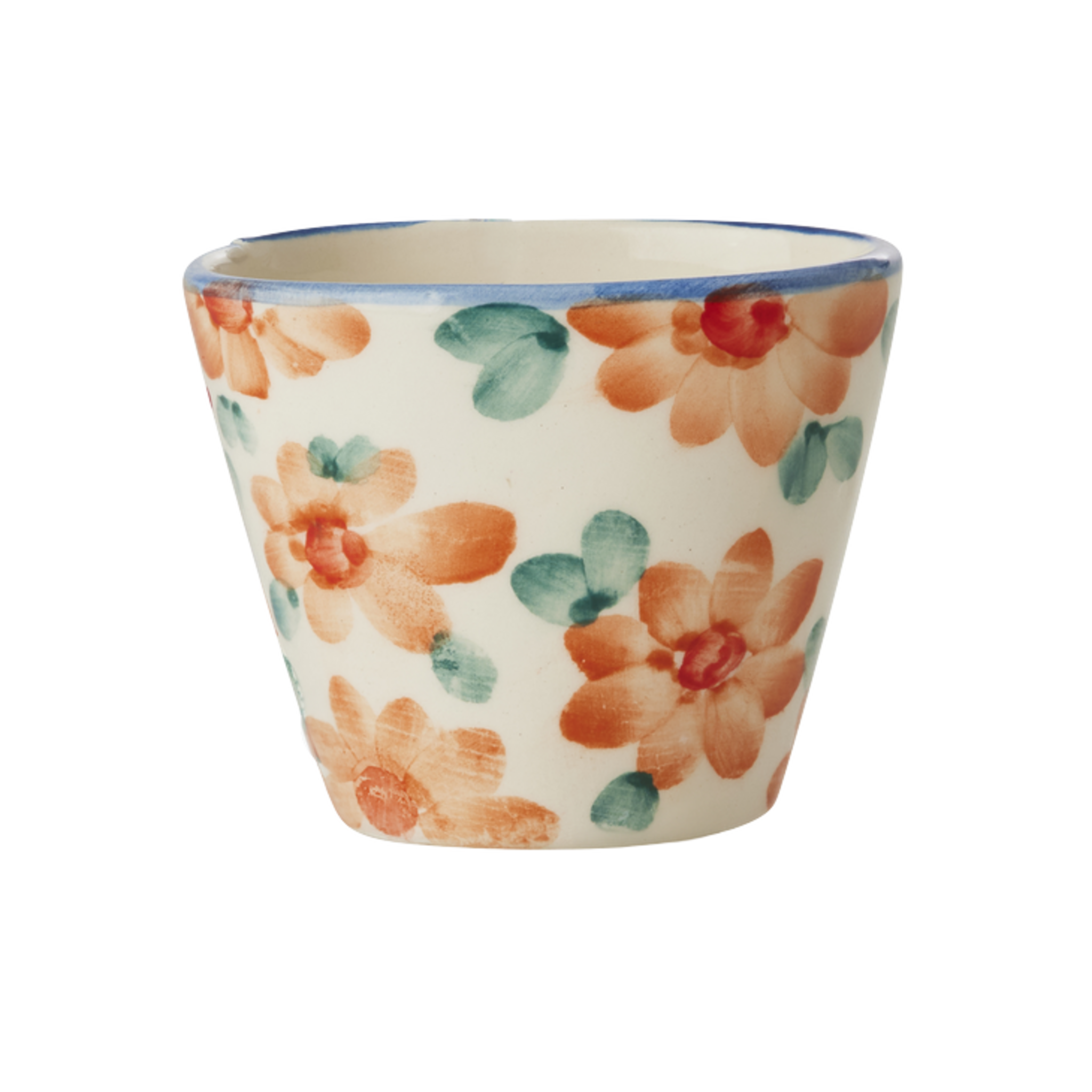 Keramik Espressotasse Handgemacht Blumen Orange, orange 