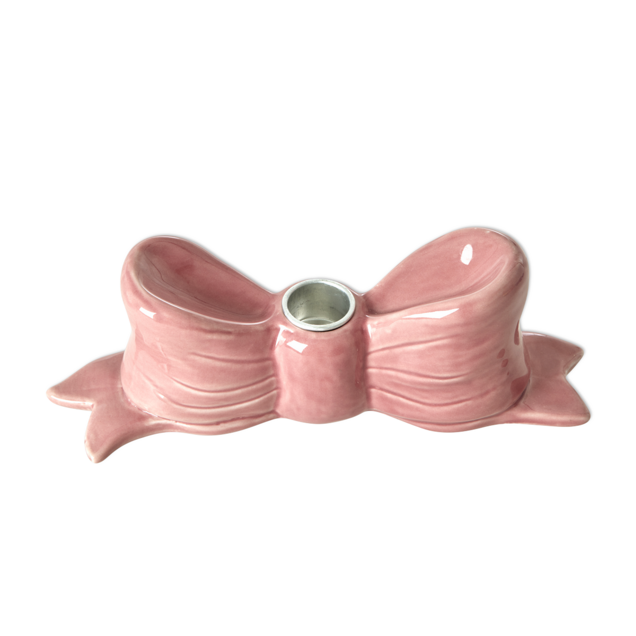 Keramik Kerzenhalter Große Schleife, pink 
