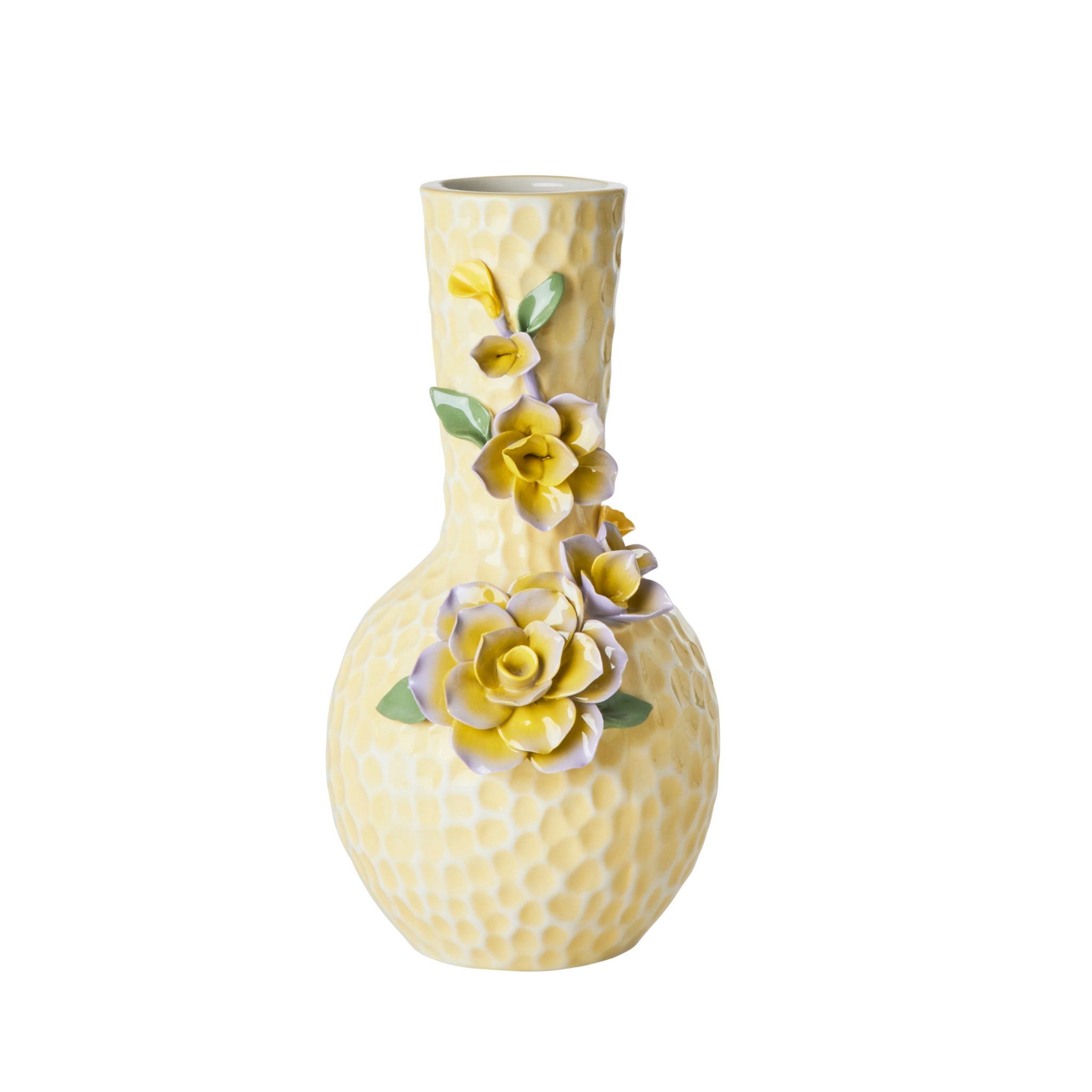 Keramik Vase Flower, gelb 
