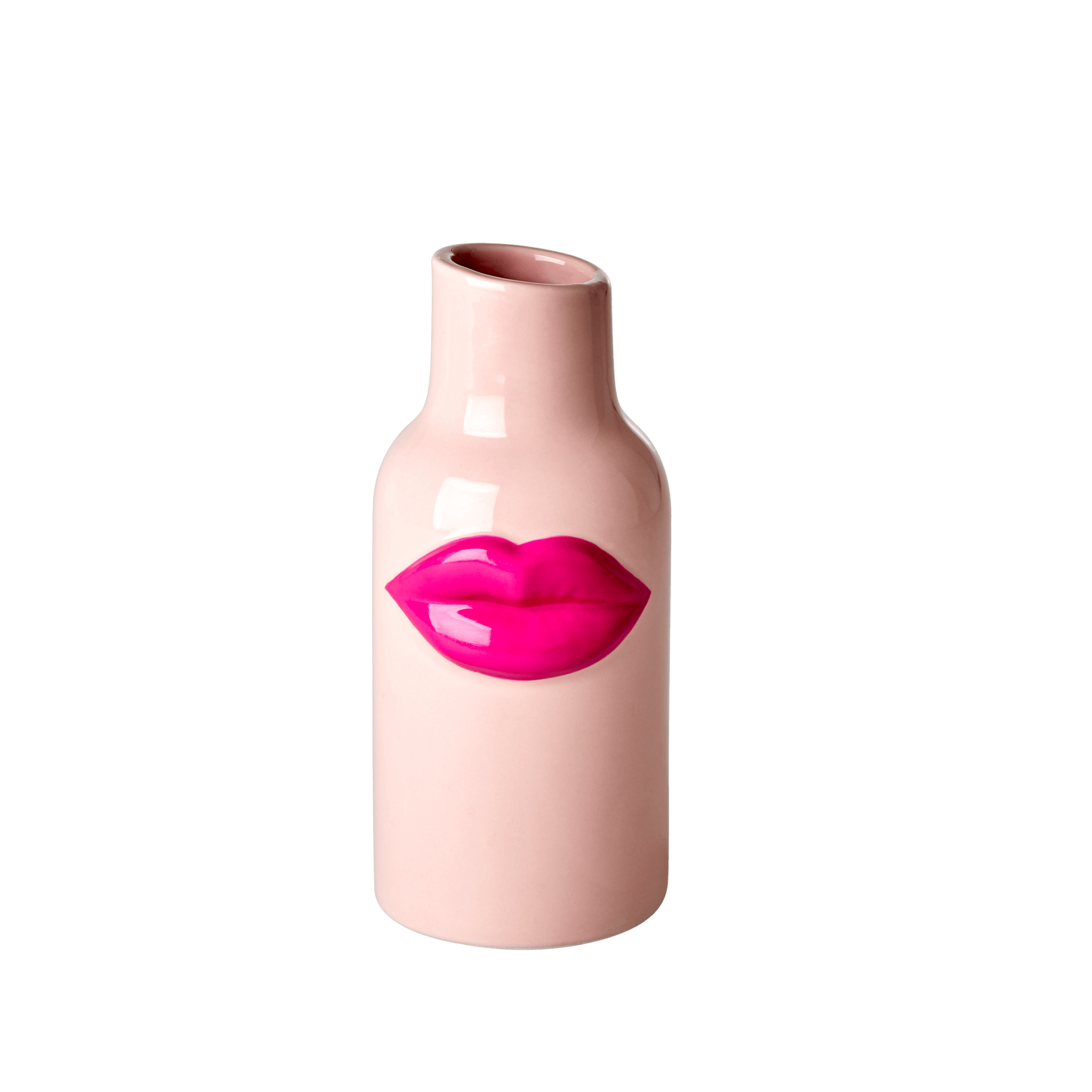Keramik Vase Lipstick, rosa L:14 cm, B:14 cm, H:25 cm