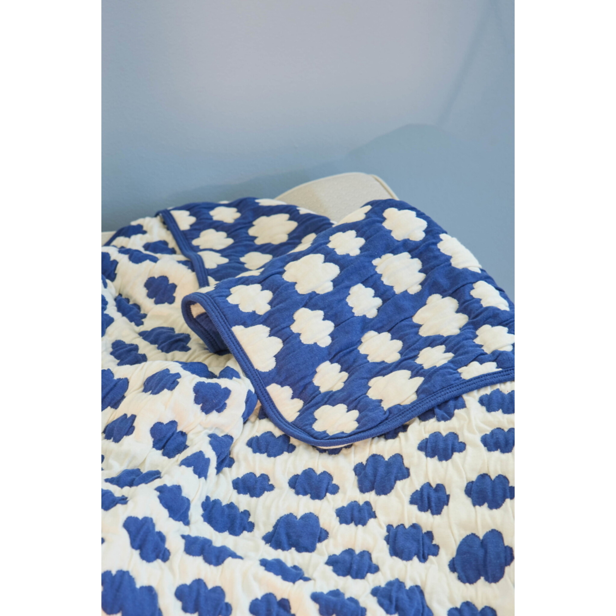 RICE Kinder-Steppdecke aus Baumwolle mit Muster, blau 