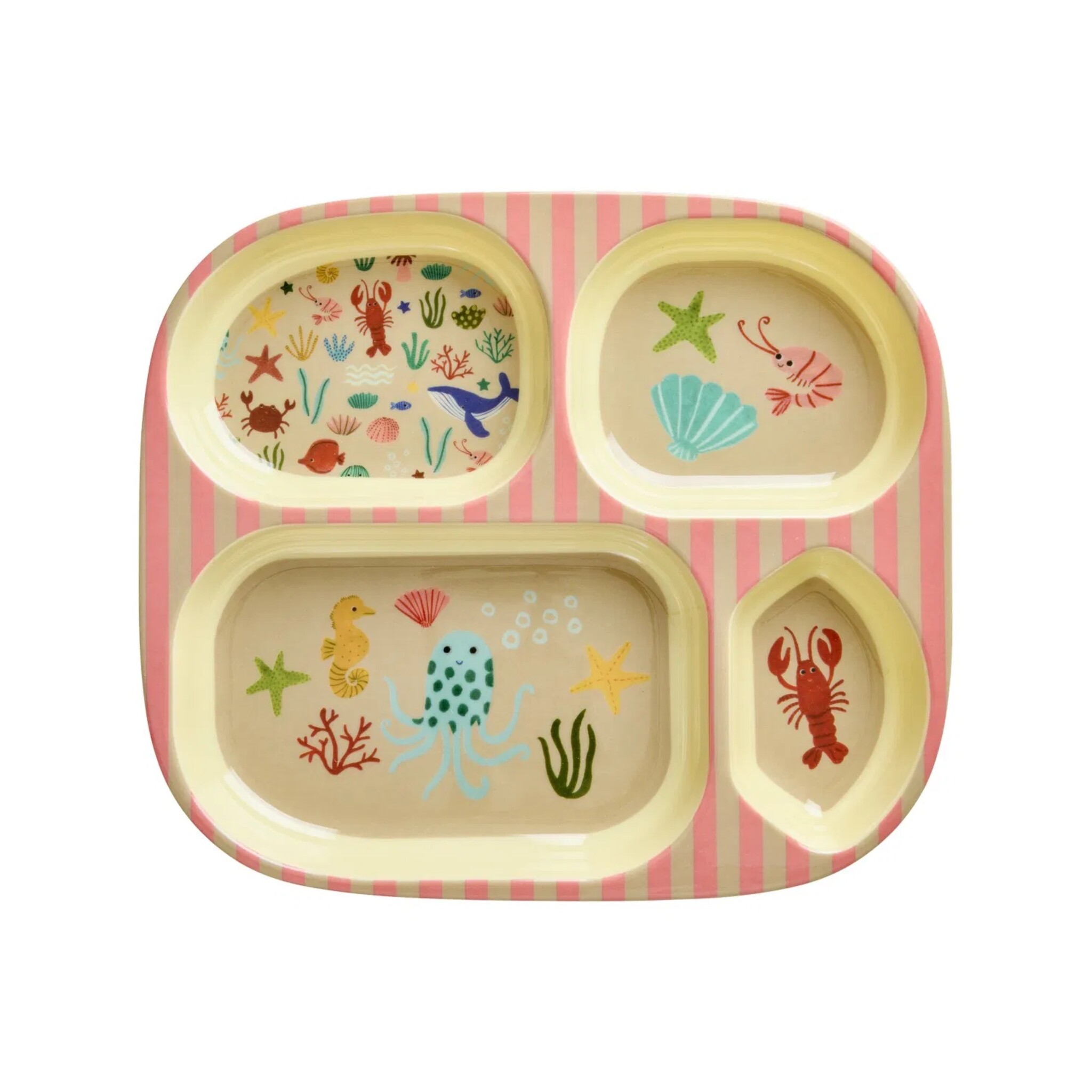Kinderteller mit 4er Einteilung Ocean Print, koralle 