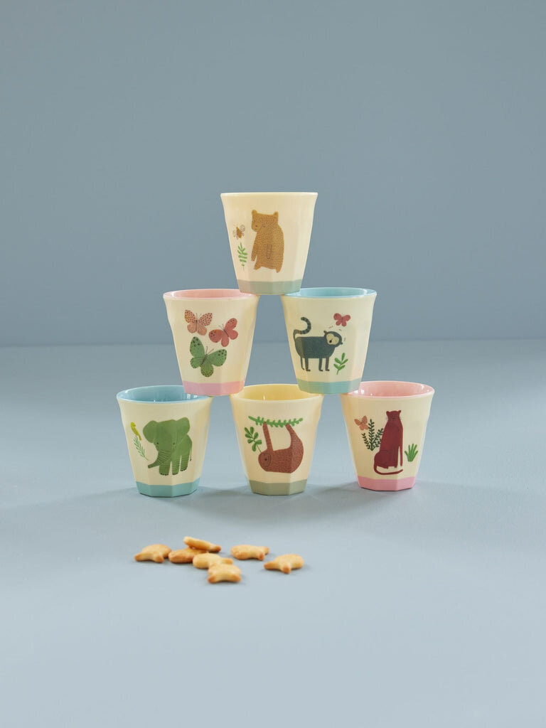 Kleine Melamin Becher Sweet Jungle Print - 6er Set, mehrfarbig 