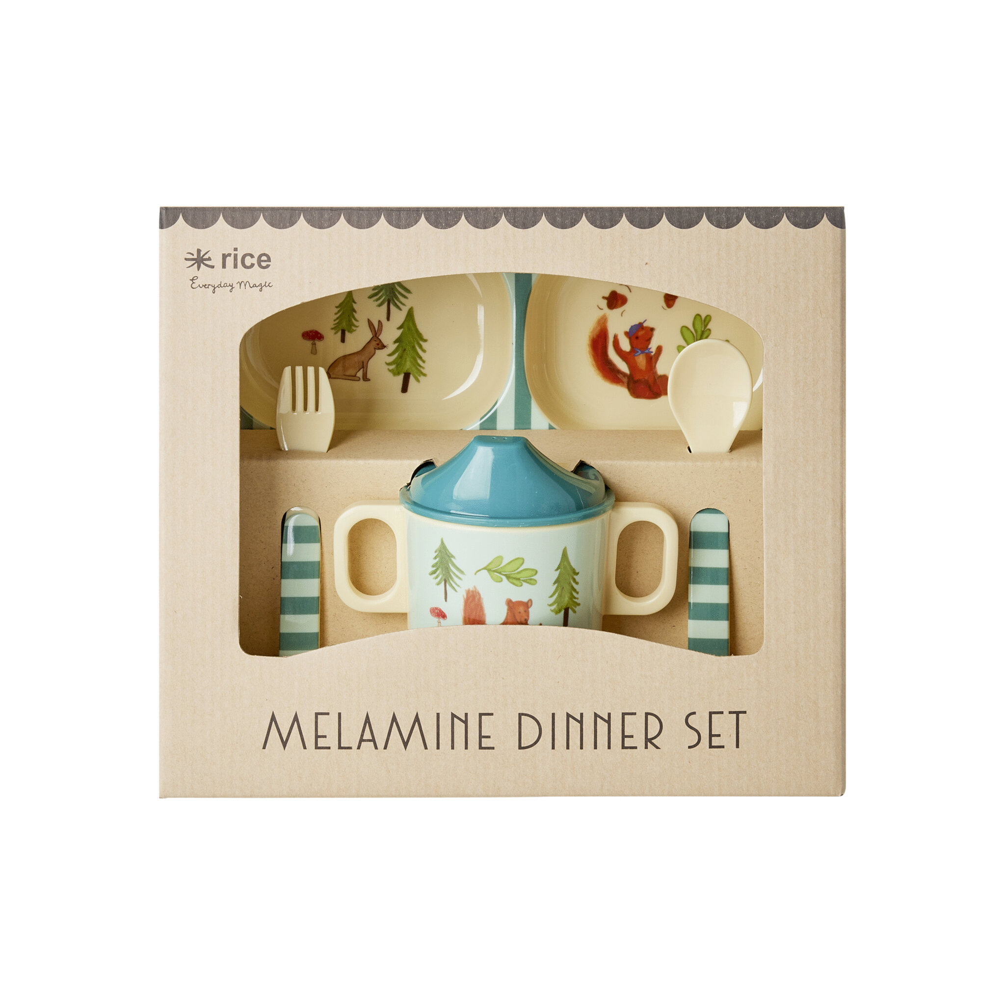Melamin Baby Geschirr-Set Happy Forest, blau 