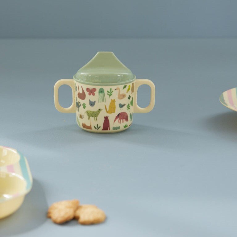 Melamin Babybecher in Crème Sweet Jungle Print, crème 