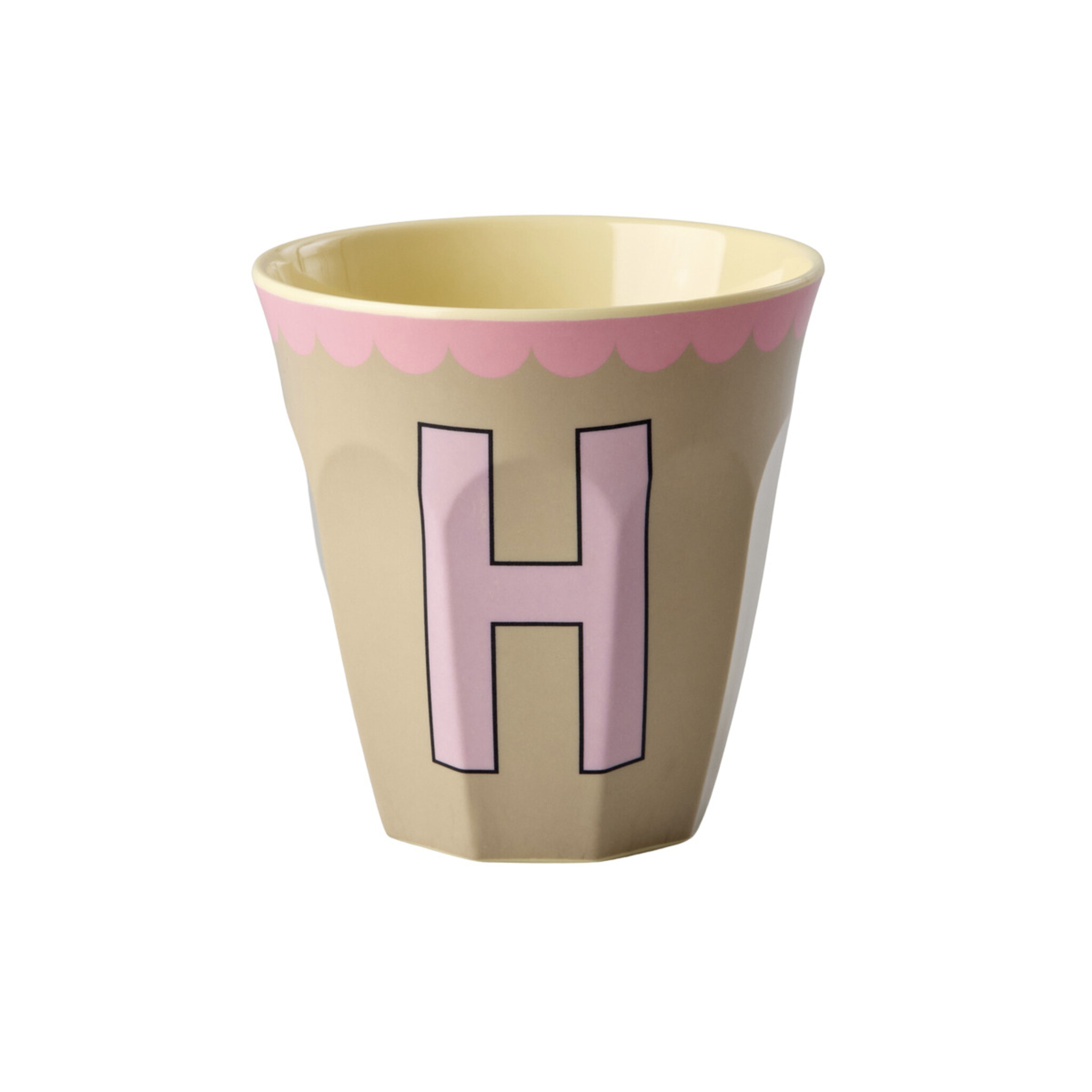 Melamin Buchstabenbecher Vintage Medium, beige Ø 9 x H 9 cm