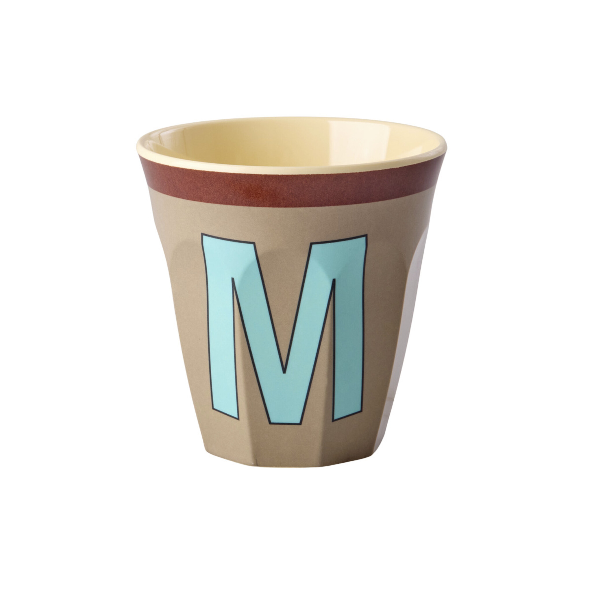 Melamin Buchstabenbecher Vintage Medium, dunkelbeige Ø 9 x H 9 cm