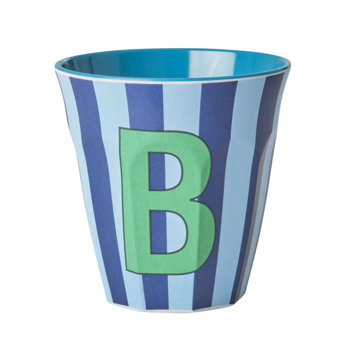 Melamin Buchstabenbecher gestreift, mehrfarbig 