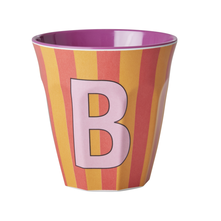 Melamin Buchstabenbecher gestreift, mehrfarbig 