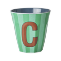 Melamin Buchstabenbecher gestreift, mehrfarbig 