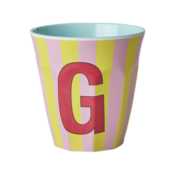 Melamin Buchstabenbecher gestreift, mehrfarbig 